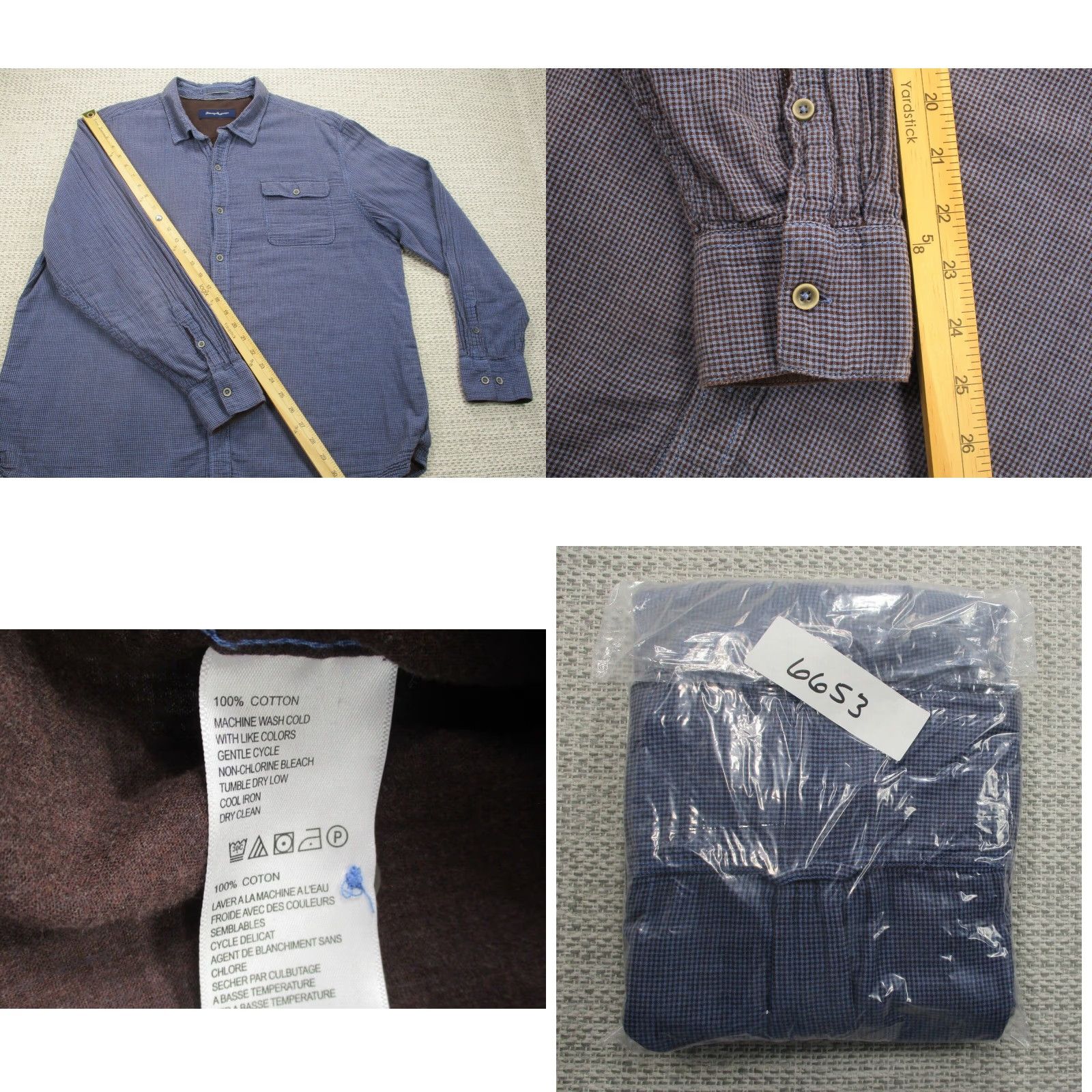 Tommy Bahama VINTAGE Tommy Bahama Shirt Mens L Button-Up Long Sleeve 2 Layer Breathable Sheer Check Blue Cotton Casual Beach USA 90s Mens Size US L / EU 52-54 / 3 - 9 Thumbnail