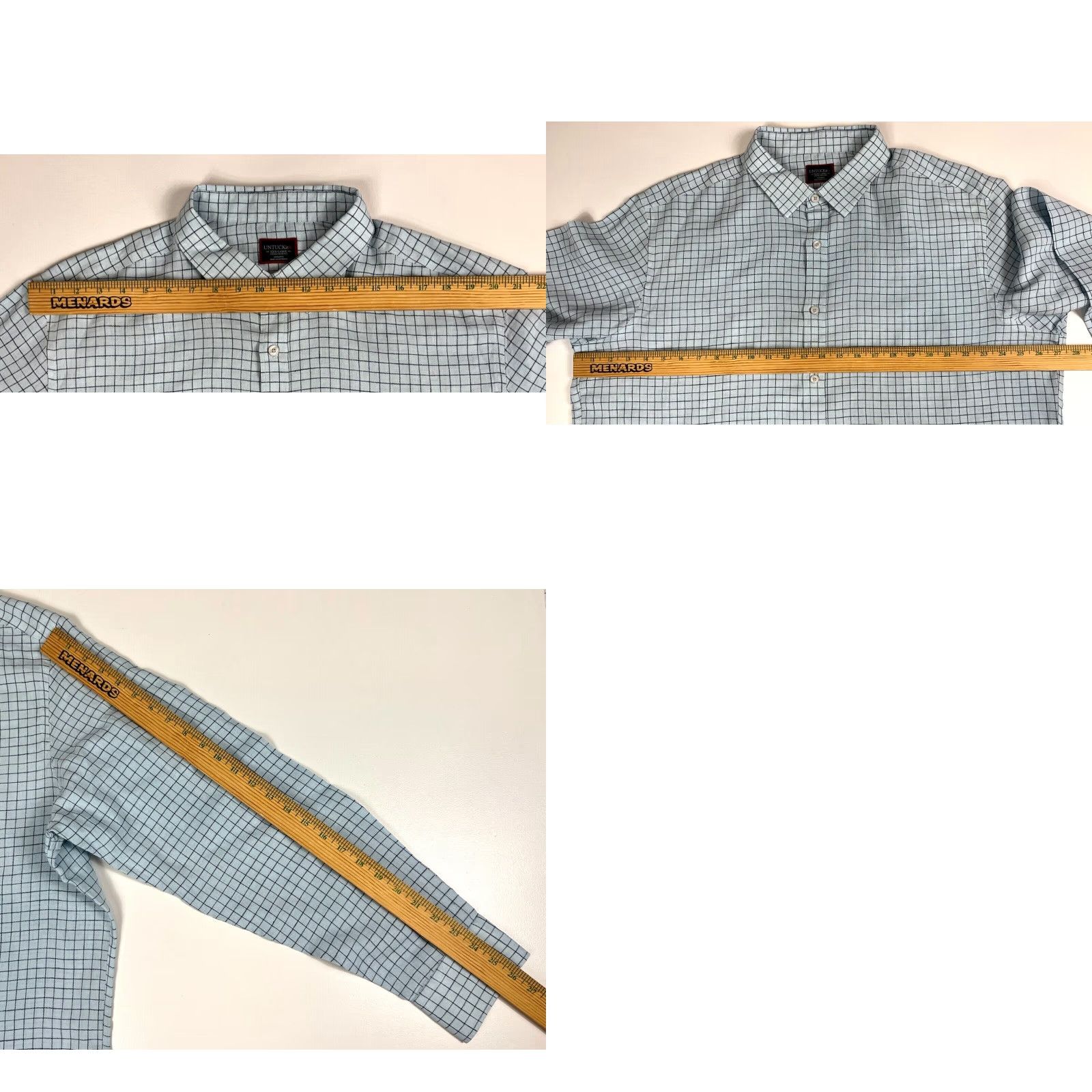 UNTUCKit UNTUCKit Button-Up Shirt Men's 3XL Linen Light Blue Regular Fit Check Wrinkle Resistant Casual Size US XXL / EU 58 / 5 - 9 Thumbnail