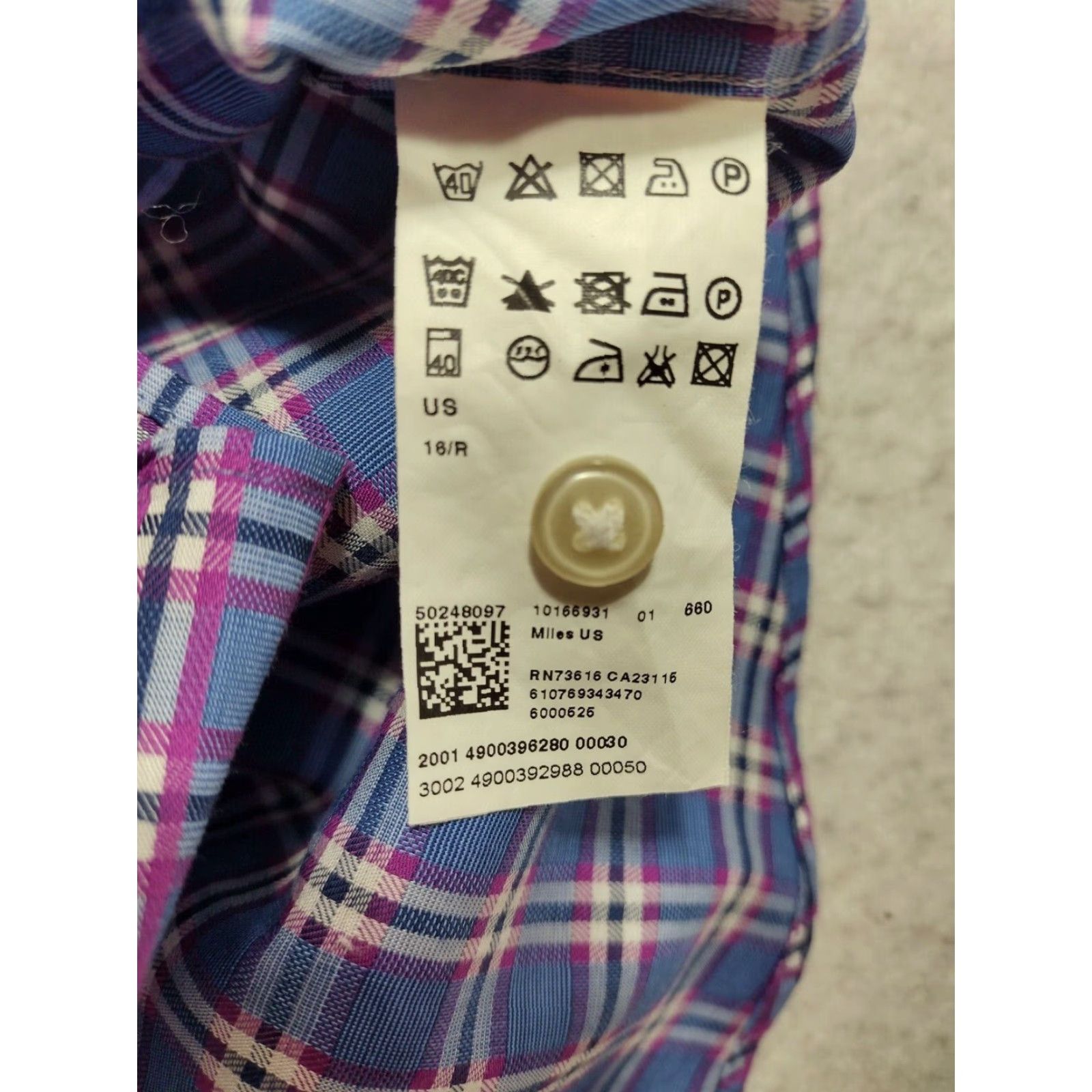 Hugo Boss Hugo Boss Mens Purple Plaid Button Up Sharp Fit 16 Long Sleeve Shirt Size US L / EU 52-54 / 3 - 3 Thumbnail