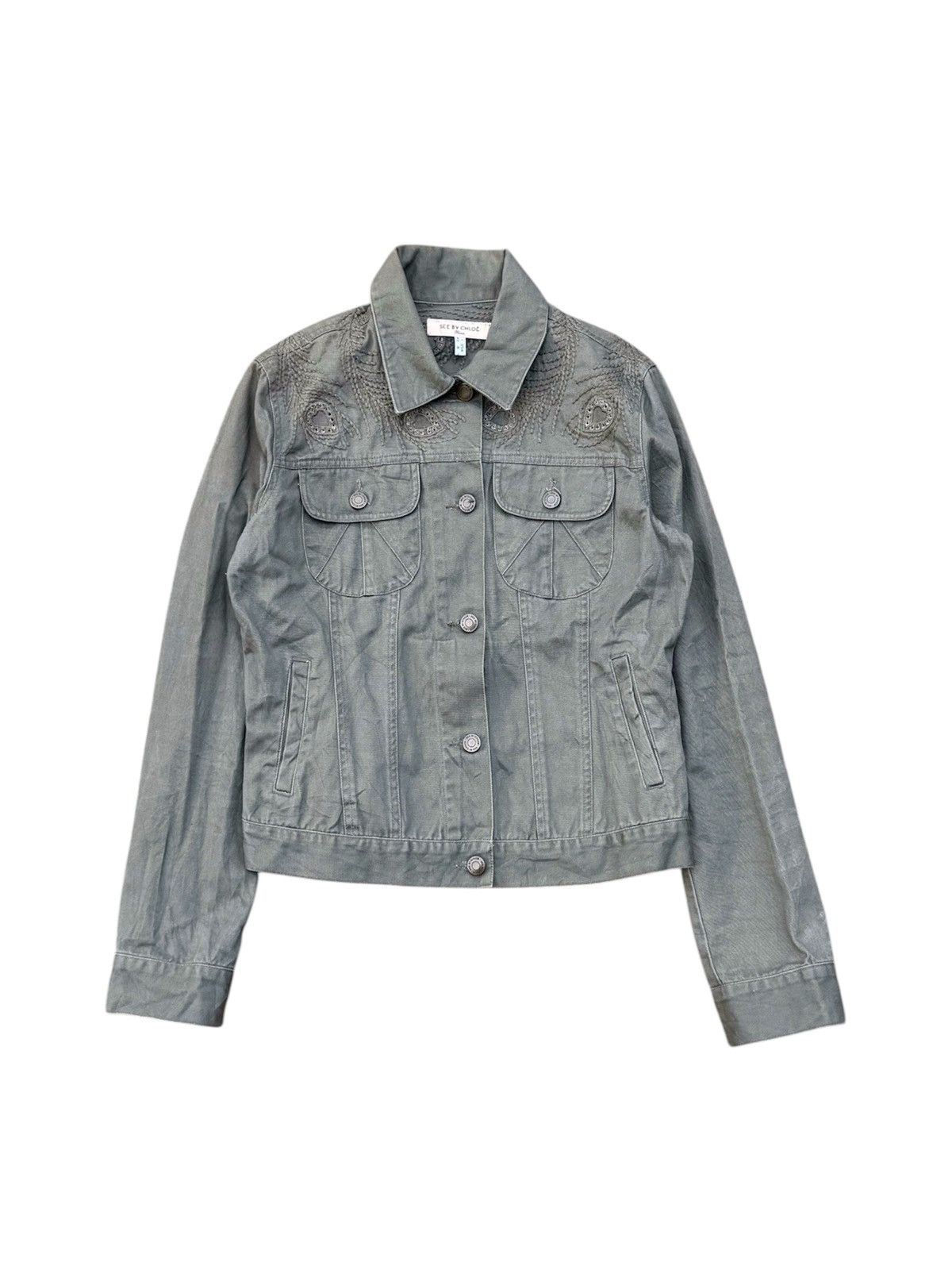 Chloe Chole Army Denim Jacket Size M / US 6-8 / IT 42-44 - 1 Thumbnail