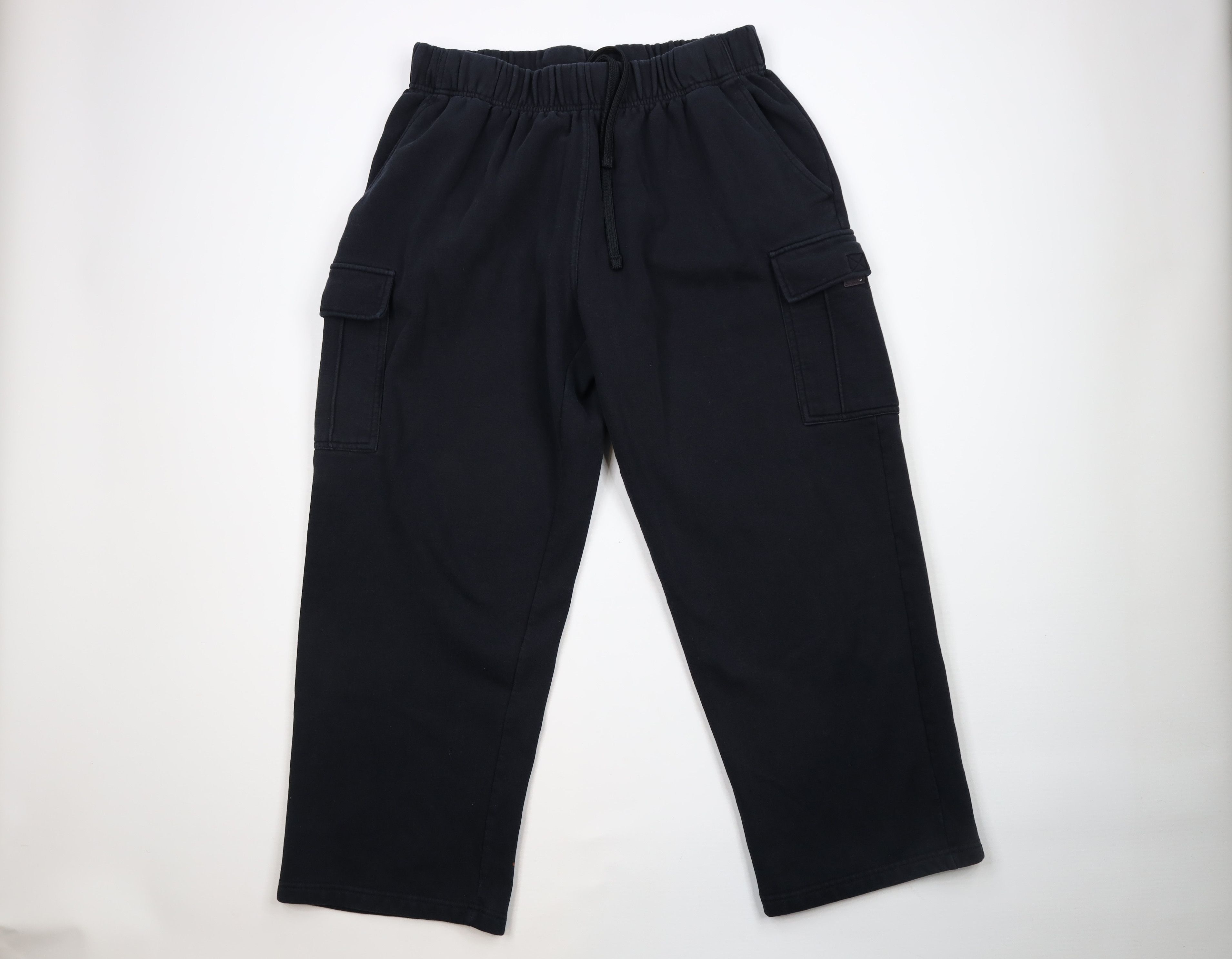 Vintage Vintage 90s Streetwear Fit Wide Leg Cargo Sweatpants Black Size 36 - 1 Thumbnail