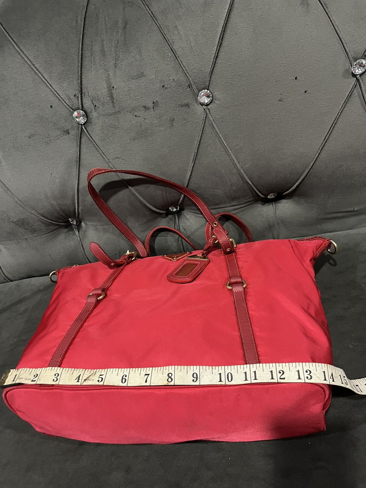 Prada Authentic Prada Tessuto Saffiano Rosso (Red) Nylon Tote Bag Size ONE SIZE - 23 Thumbnail