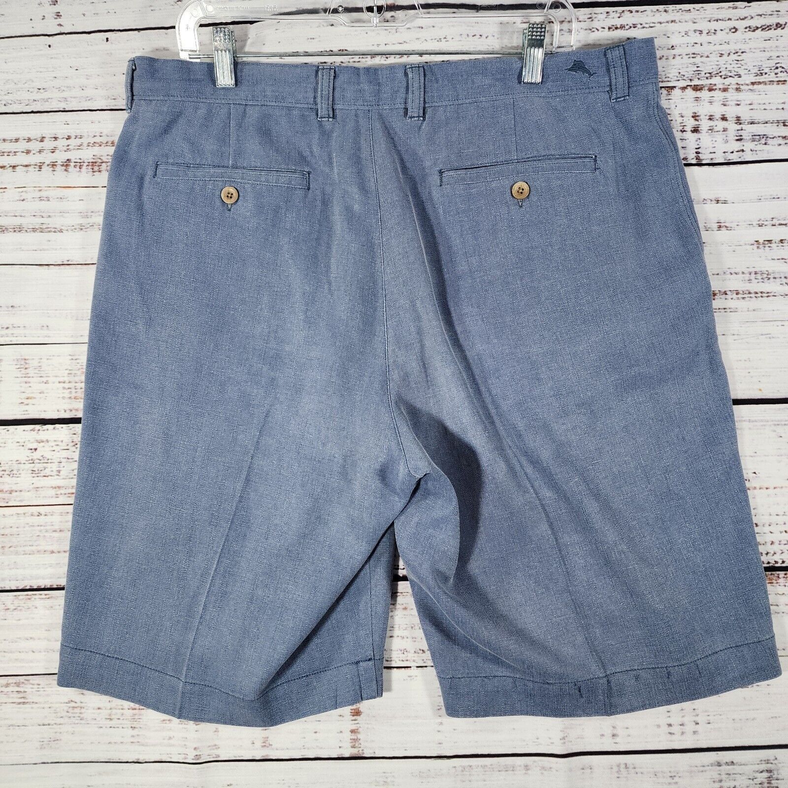 Tommy Bahama Tommy Bahama Shorts Blue Herringbone Silk Cotton Blend 36x10 Size US 36 / EU 52 - 2 Thumbnail