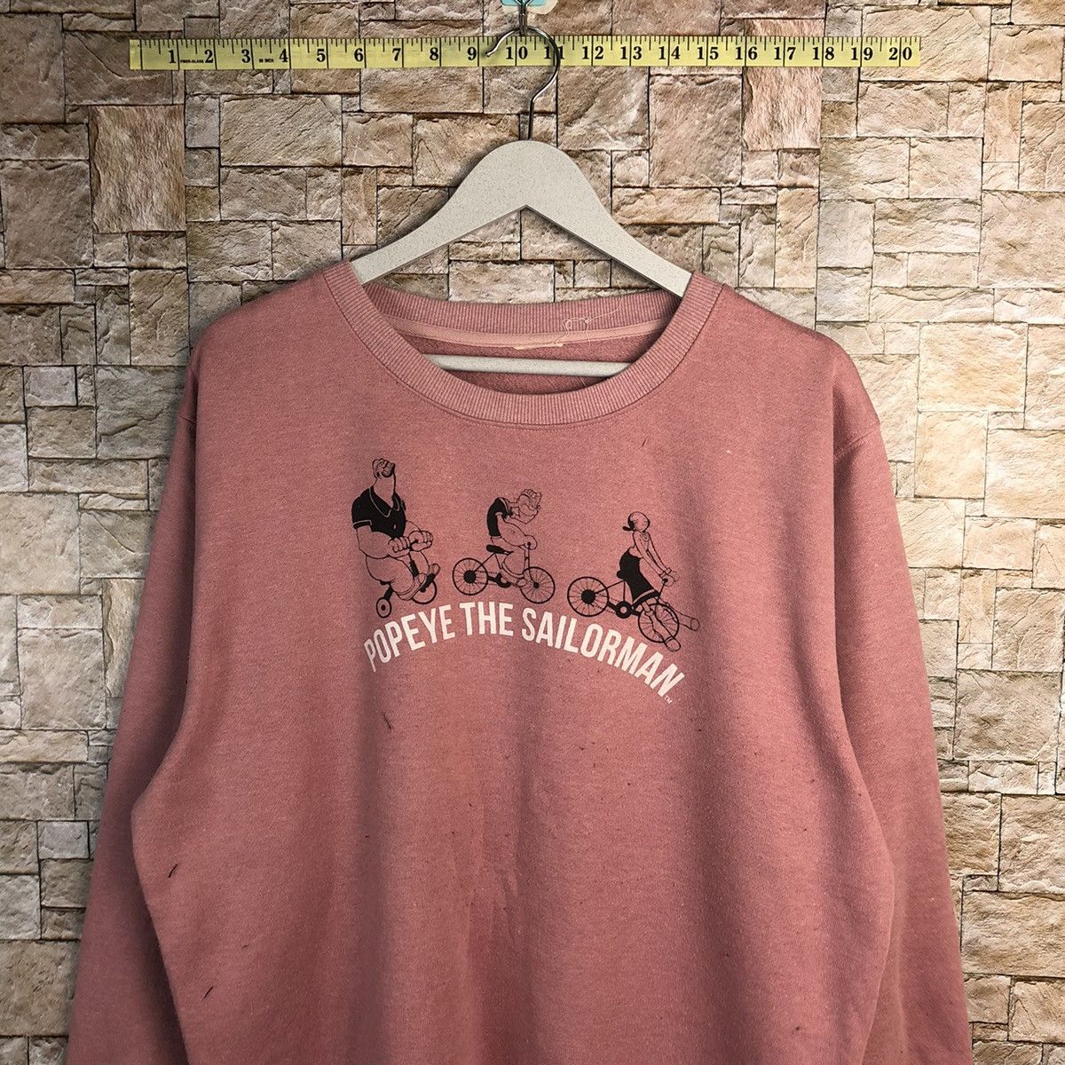 Disney × Japanese Brand Popeye The Sailmon Pink vintage cartoon Sweatshirt #A197 Size US L / EU 52-54 / 3 - 2 Thumbnail