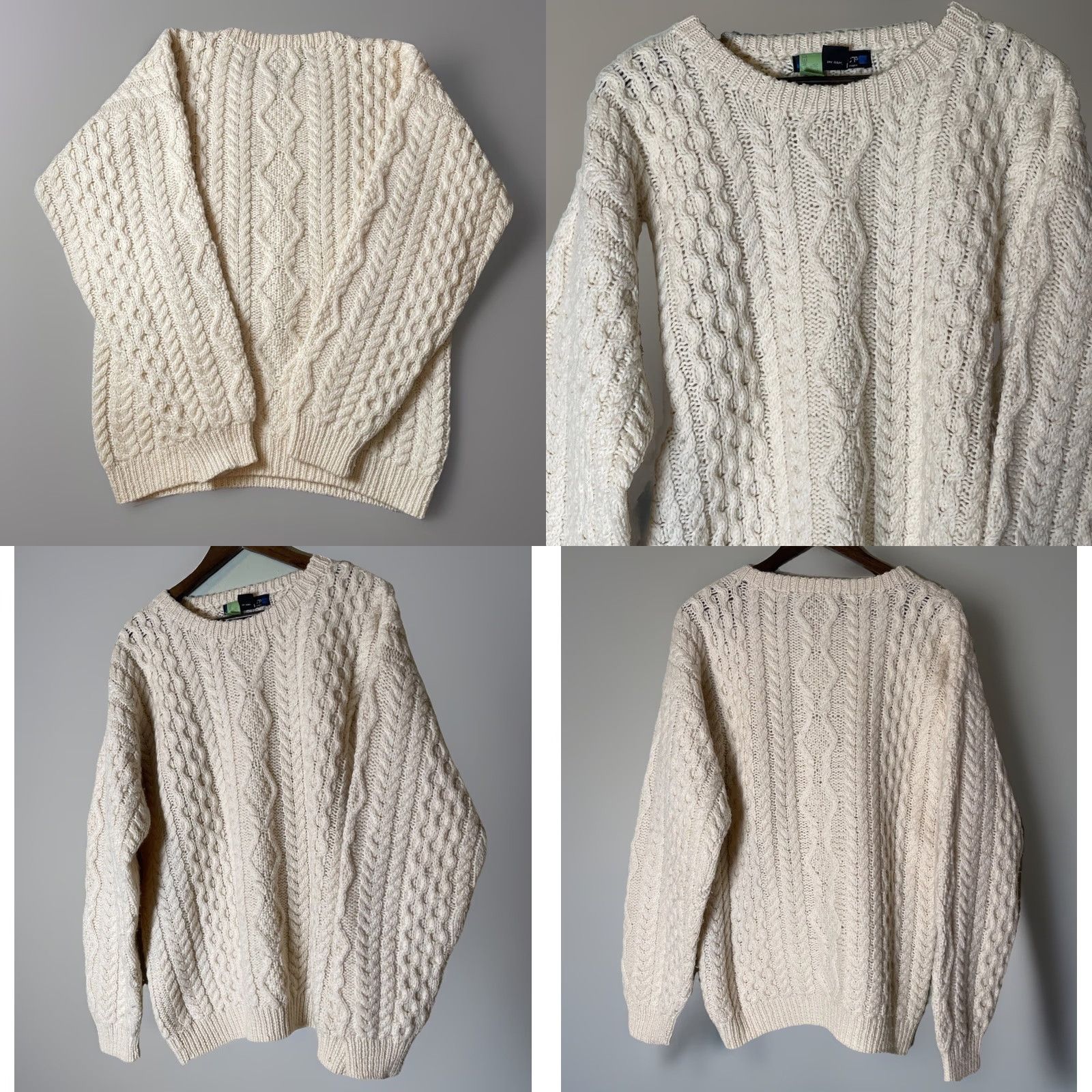 Architect VINTAGE Architect Fisherman Sweater Mens Large Ivory 100% Wool Cable Knit Pullover Size US L / EU 52-54 / 3 - 8 Thumbnail