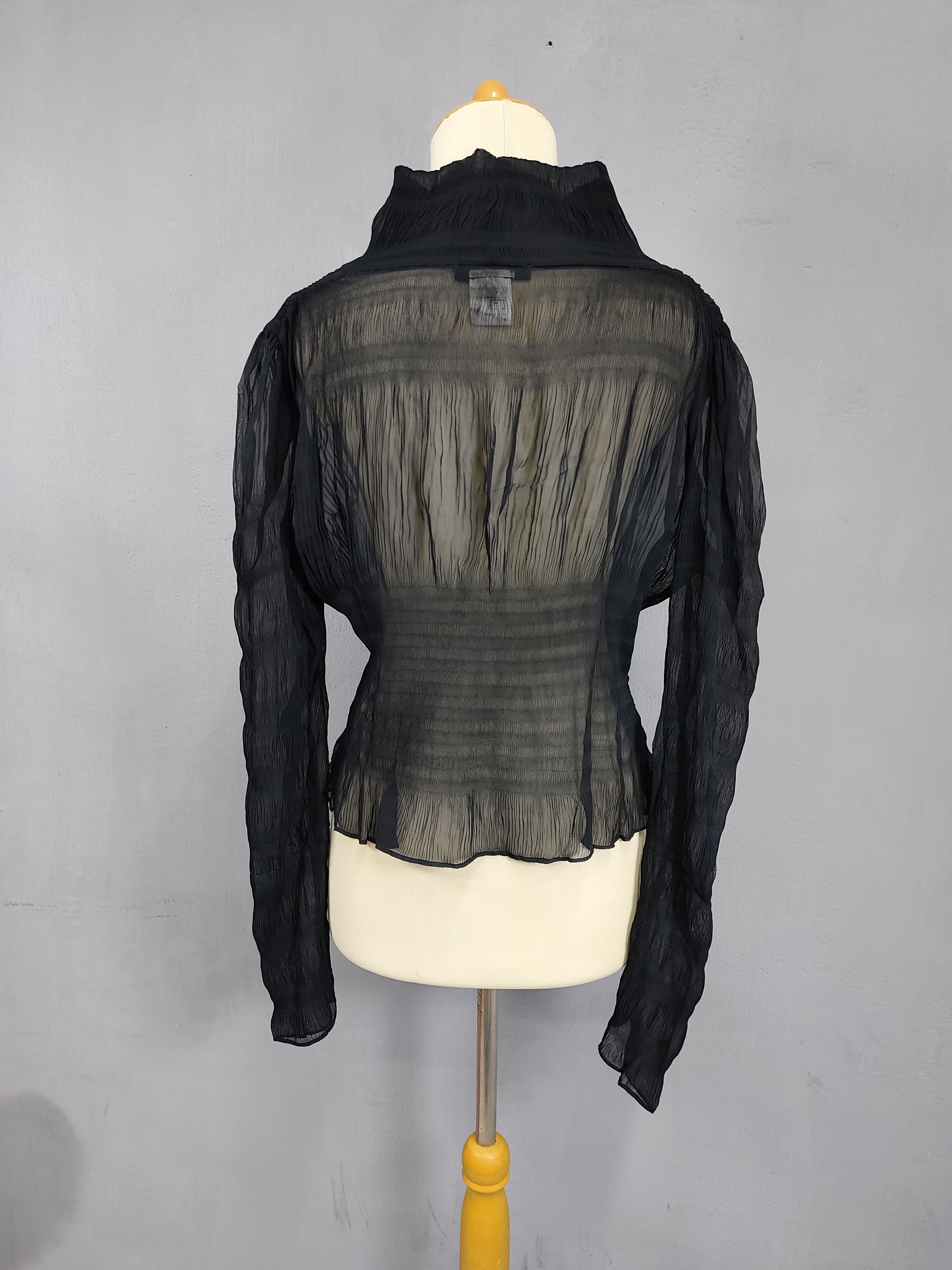 Seditionaries 2000s Miki Mialy🇫🇷 Gothic Minimalist Sheer Pleated Blouse Size M / US 6-8 / IT 42-44 - 5 Thumbnail