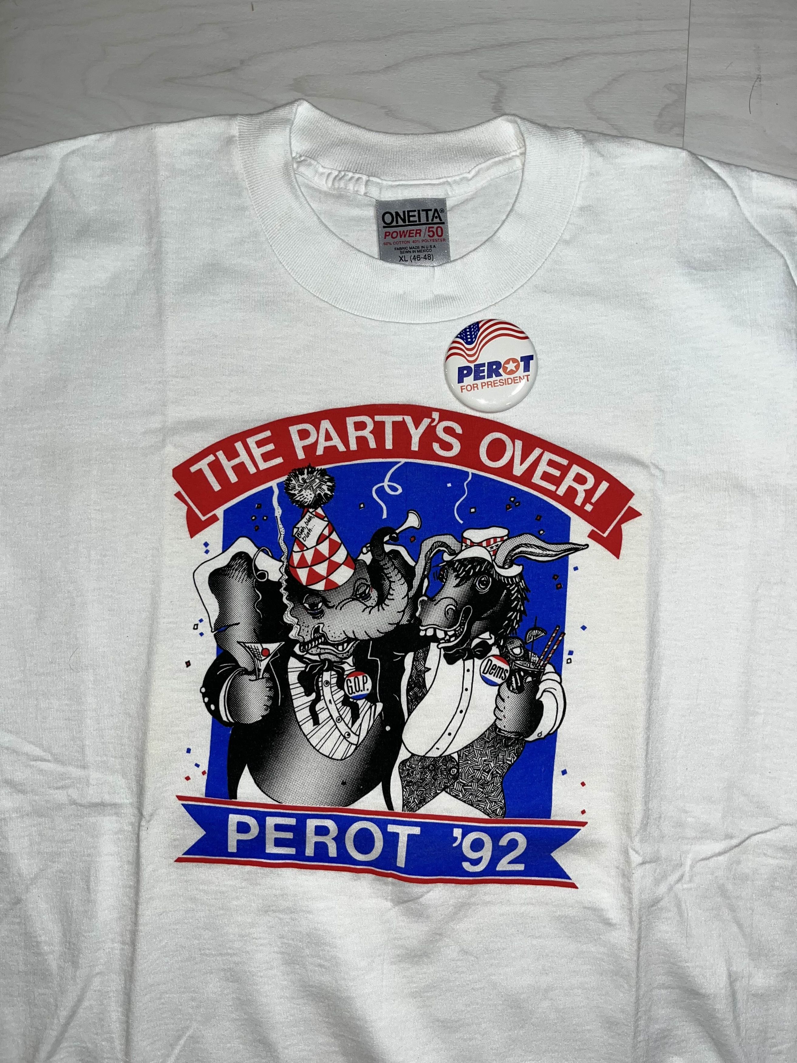 President's × Vintage 90s The Party's Over Perot 1992 Election Shirt Size US XL / EU 56 / 4 - 3 Thumbnail