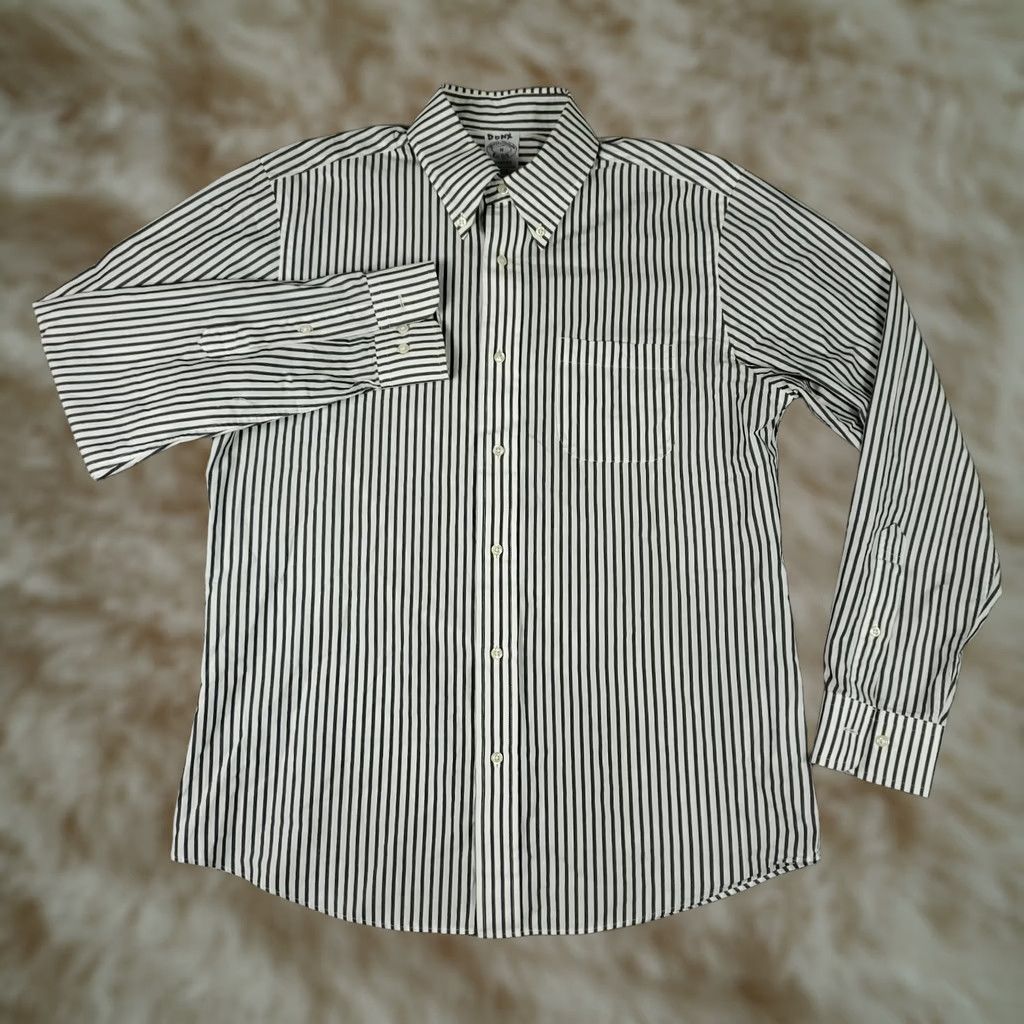 Brooks Brothers Brooks Brothers Shirt Mens Medium Gray White Regent Button Up Long Sleeve Casual Formal Workwear Modern Preppy Mens Size US M / EU 48-50 / 2 - 1 Thumbnail