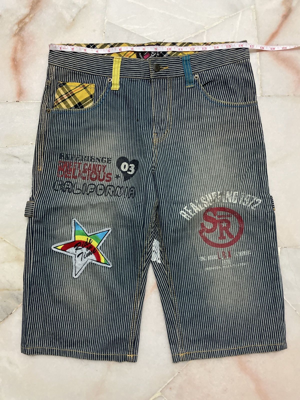 Japanese Brand INSANE Japanese Hickory Short Mudwash Patcher Sick Style Size US 32 / EU 48 - 20 Thumbnail