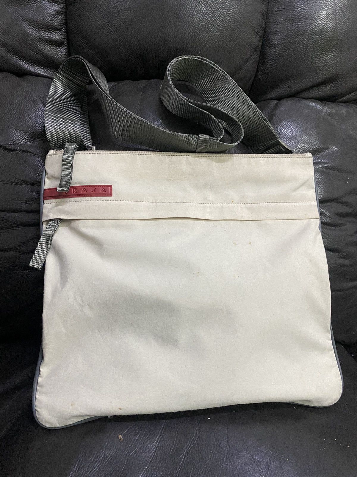 Authentic Prada Sport Sling Crossbody Bag Small Pinhole in White, Men's