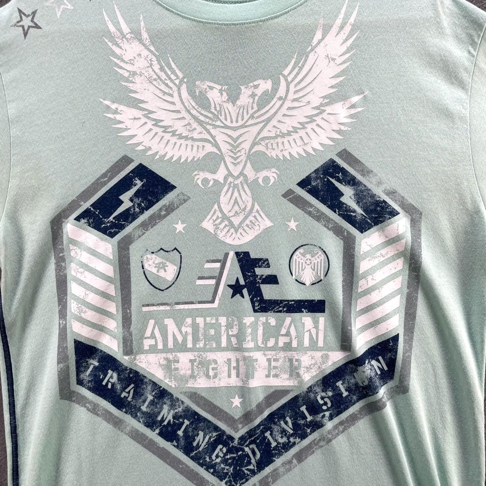 Vintage VINTAGE American Fighter Shirt Mens Large Green Graphic Tee Training Division Athletic Size US L / EU 52-54 / 3 - 5 Thumbnail