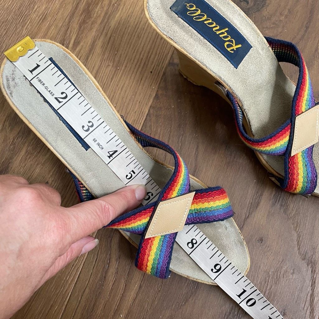 Vintage Vintage 70s 80s Rapallo Rainbow Wedge Mules Heels 7 38 Size US 7 / IT 37 - 11 Thumbnail