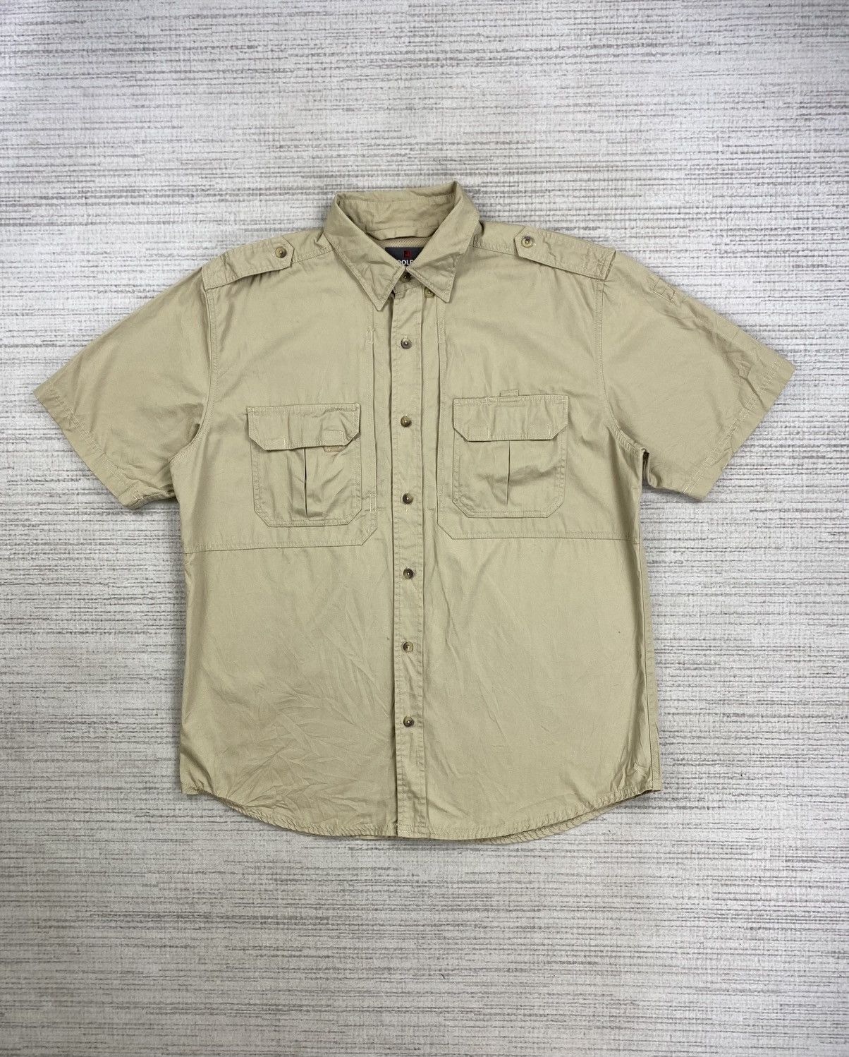 Japanese Brand × Vintage × Woolrich Woolen Mills Vintage Woolrich Tactical Shortsleeve Button Ups Shirt Size US XL / EU 56 / 4 - 1 Thumbnail