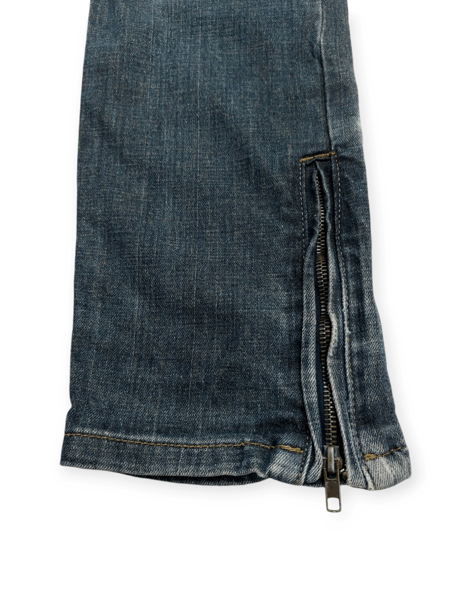 Vintage 🔥 Longli Zipped Flare Punk Biker Denim Size US 33 - 16 Thumbnail