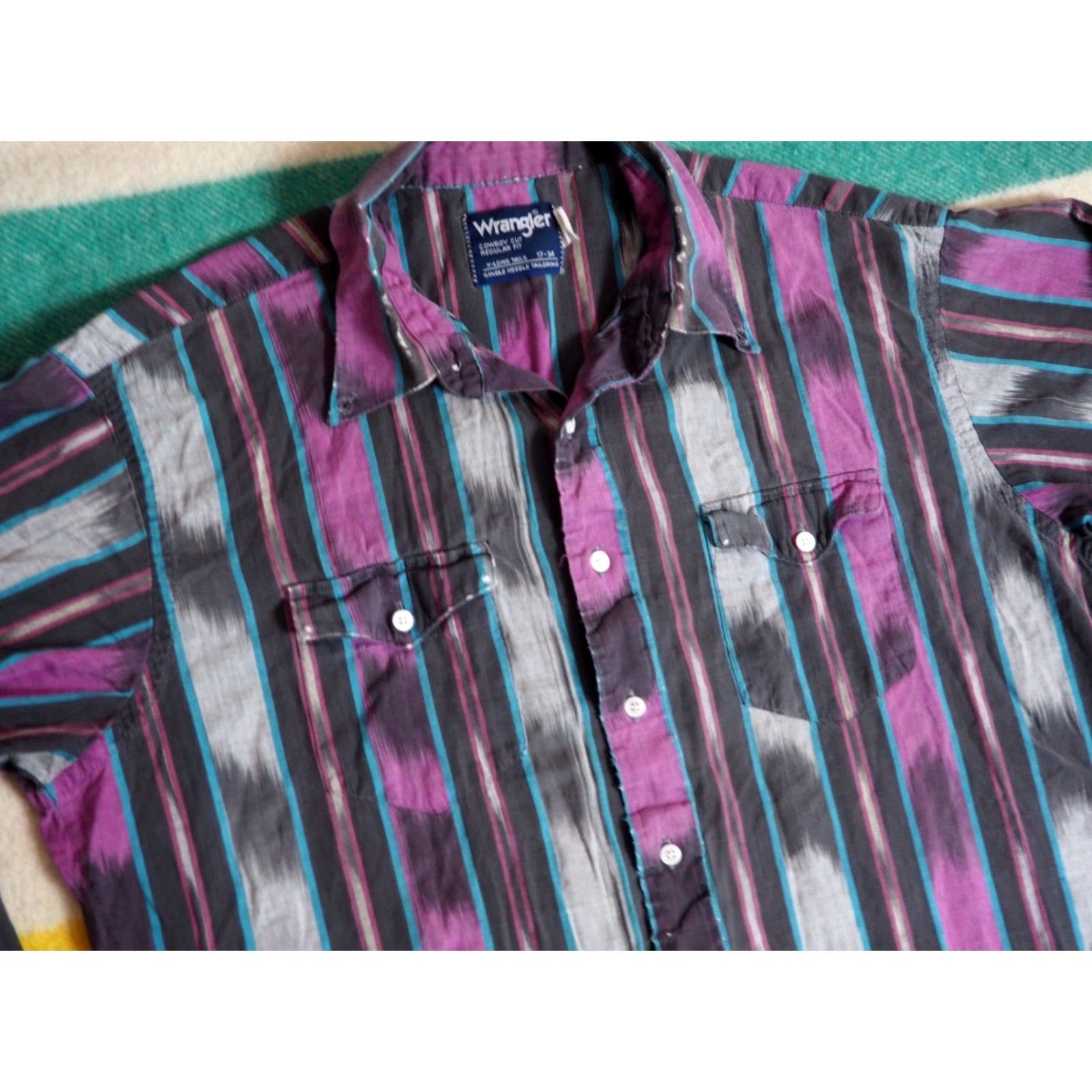 Wrangler VINTAGE Wrangler Cowboy Cut Shirt Western Black 80s Mens XL - Rockabilly, Long Sleeve, Cotton, 1980s • Cowboy Cut Rodeo Size US XL / EU 56 / 4 - 3 Thumbnail