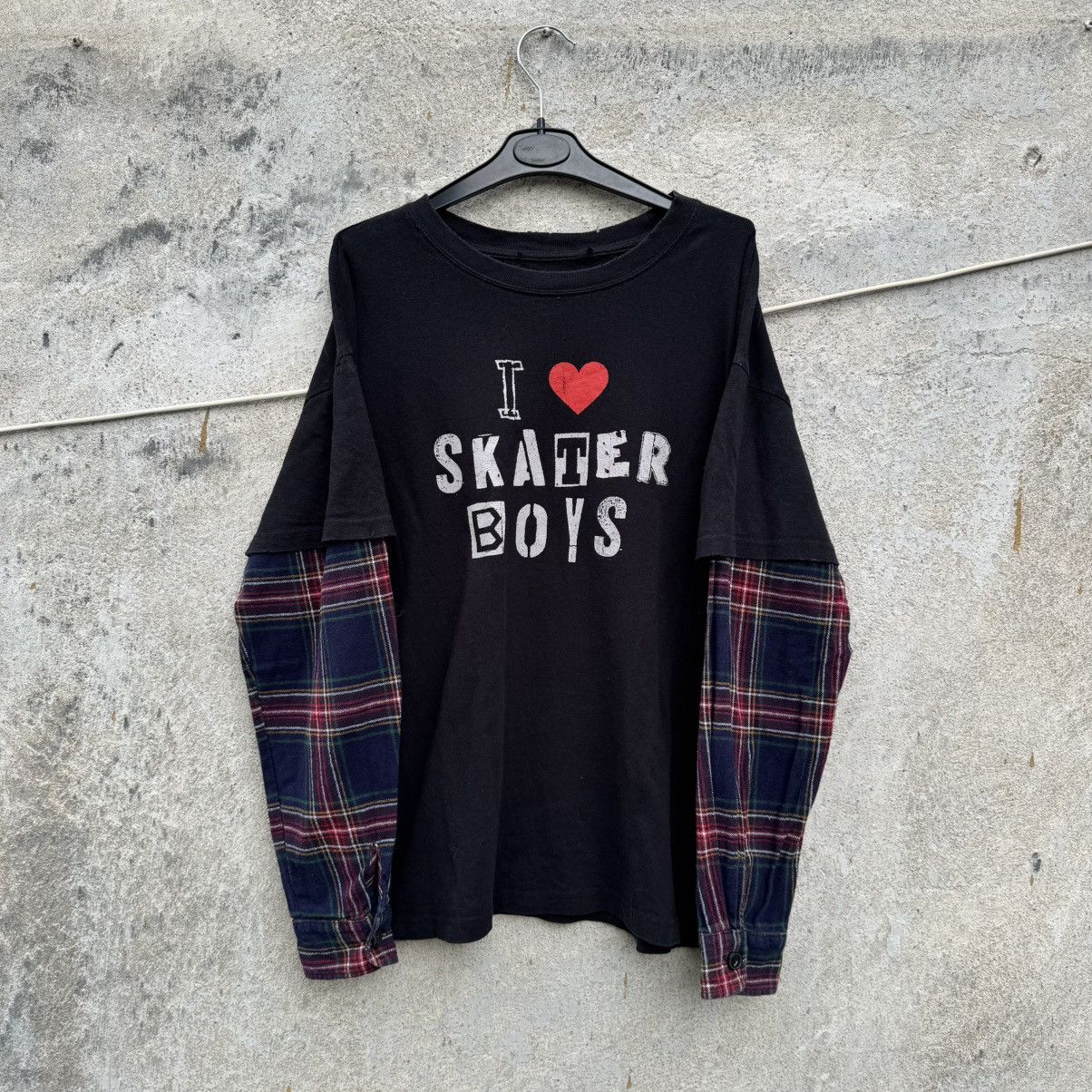 If Six Was Nine Distressed I LOVE SKATER BOYS LONGSLEEVE y2k grunge flannel Size US M / EU 48-50 / 2 - 1 Thumbnail
