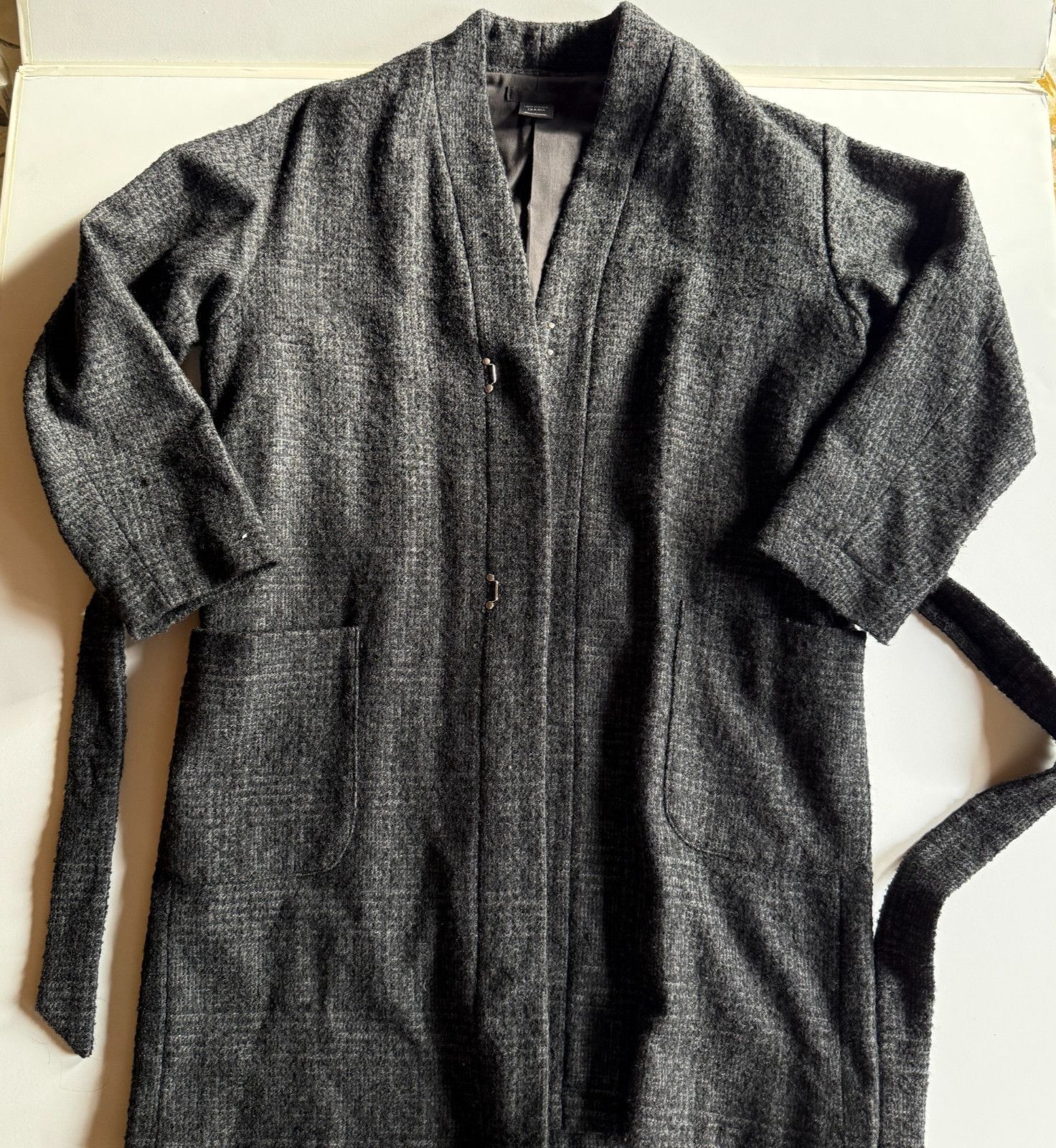 URBAN RESEARCH DOORS Urban Research DOORS Gray Wool Blend Belted Robe Coat Size US M / EU 48-50 / 2 - 1 Thumbnail