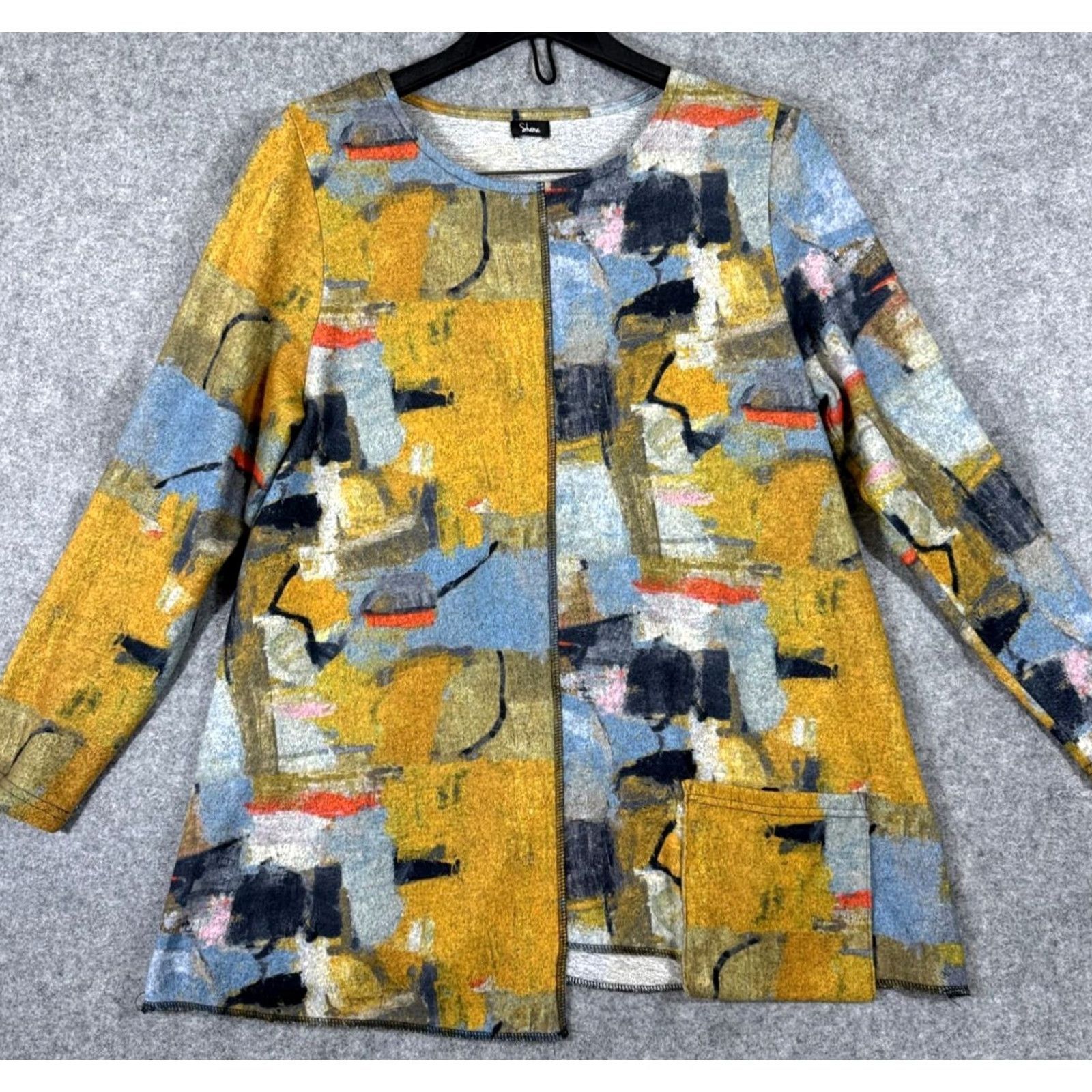 Vintage Shana Sweater Womens S Yellow Blue Abstract Print Knit Long Sleeve Pullover Relaxed Fit Casual 90s Womens Size S / US 4 / IT 40 - 2 Thumbnail