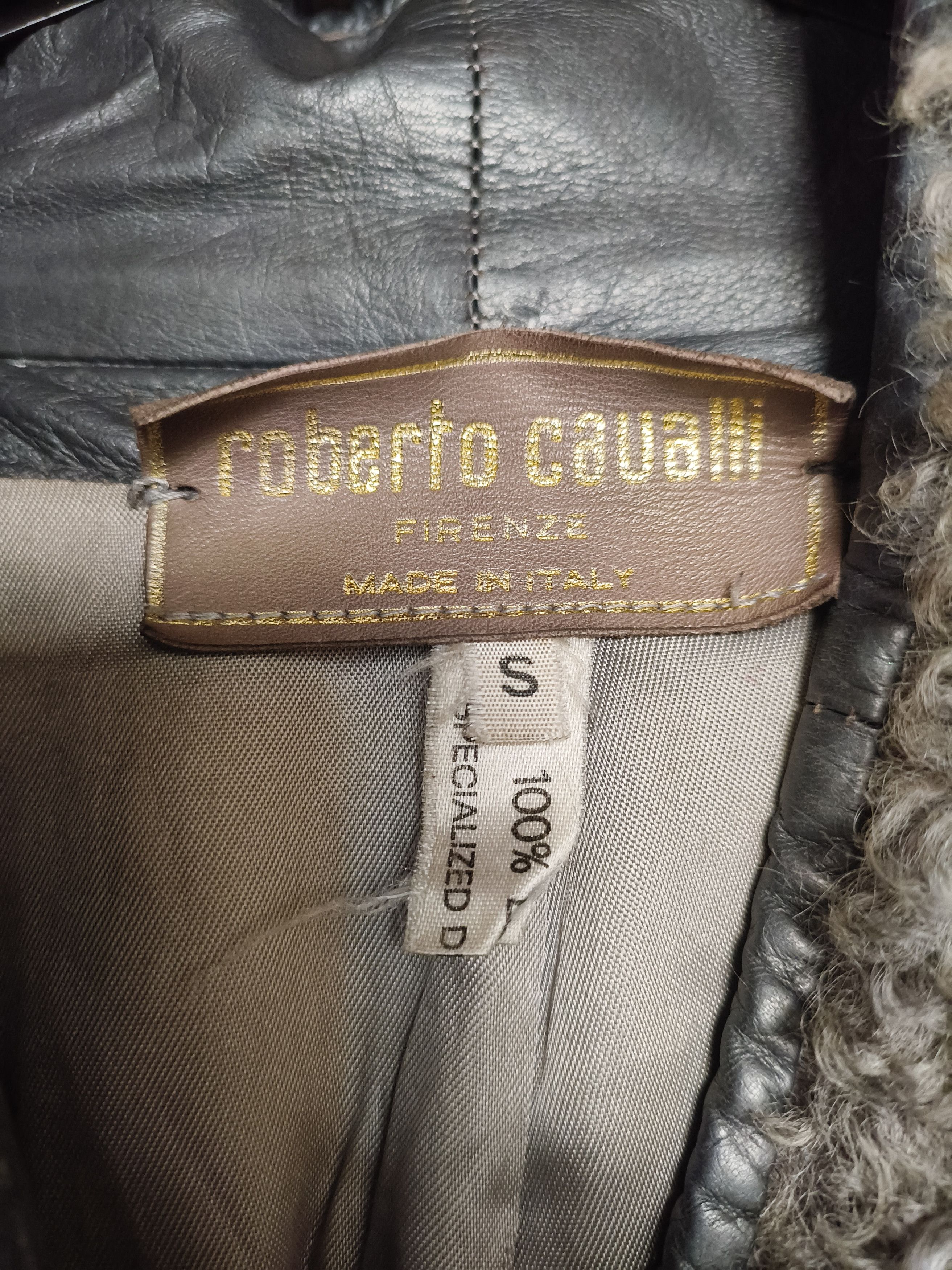 Roberto Cavalli Bouclet fur jacket with dyed leather patches Size US M / EU 48-50 / 2 - 5 Thumbnail