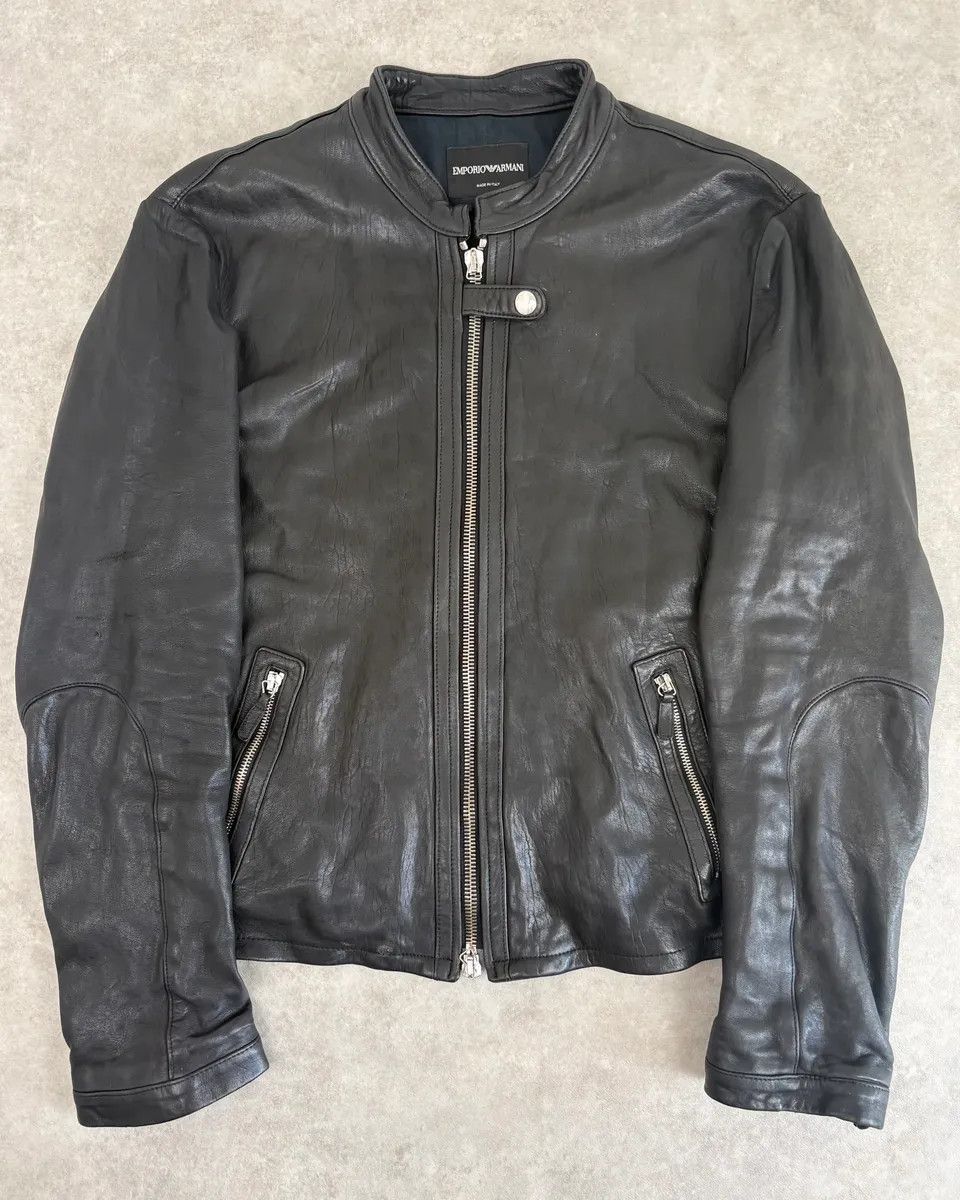 Emporio Armani SS2012 Emporio Armani Black Leather Biker Jacket Size US M / EU 48-50 / 2 - 1 Thumbnail