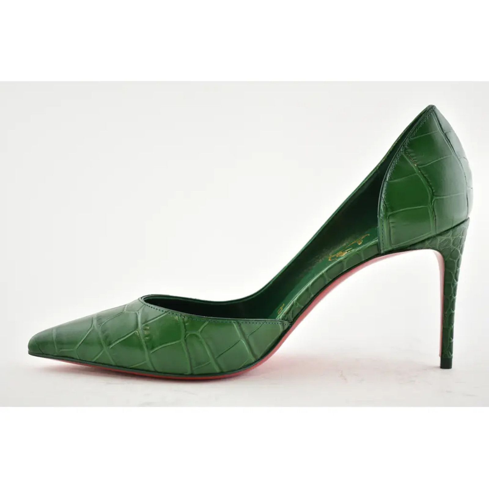 Christian Louboutin Iriza 85 Green Canopee Calf Ali Croc Leather Heel Pump 35.5 Size US 5.5 / IT 35.5 - 8 Thumbnail