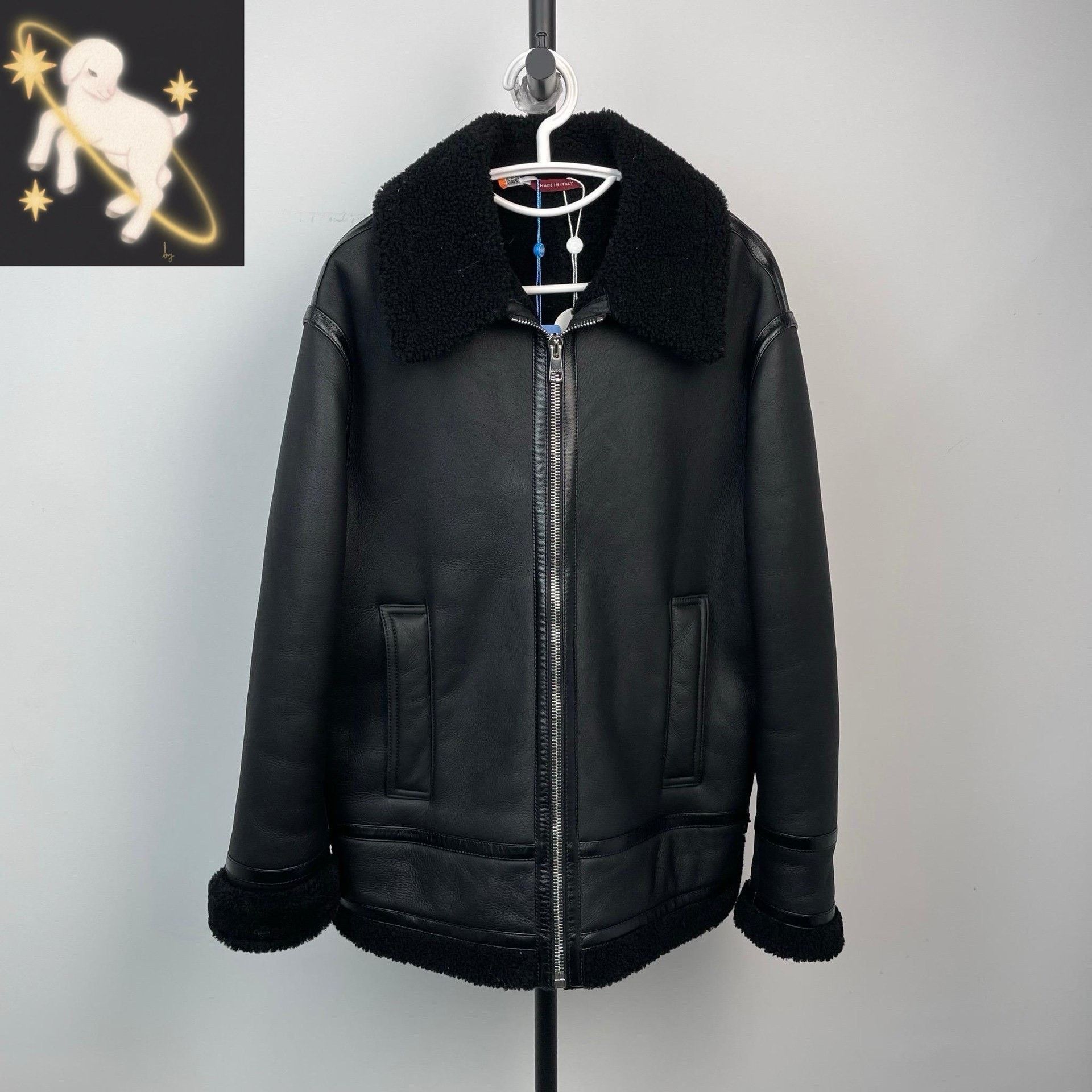 Gucci Gucci Fleece Black Leather Jacket 44 Men Size US L / EU 52-54 / 3 - 1 Thumbnail