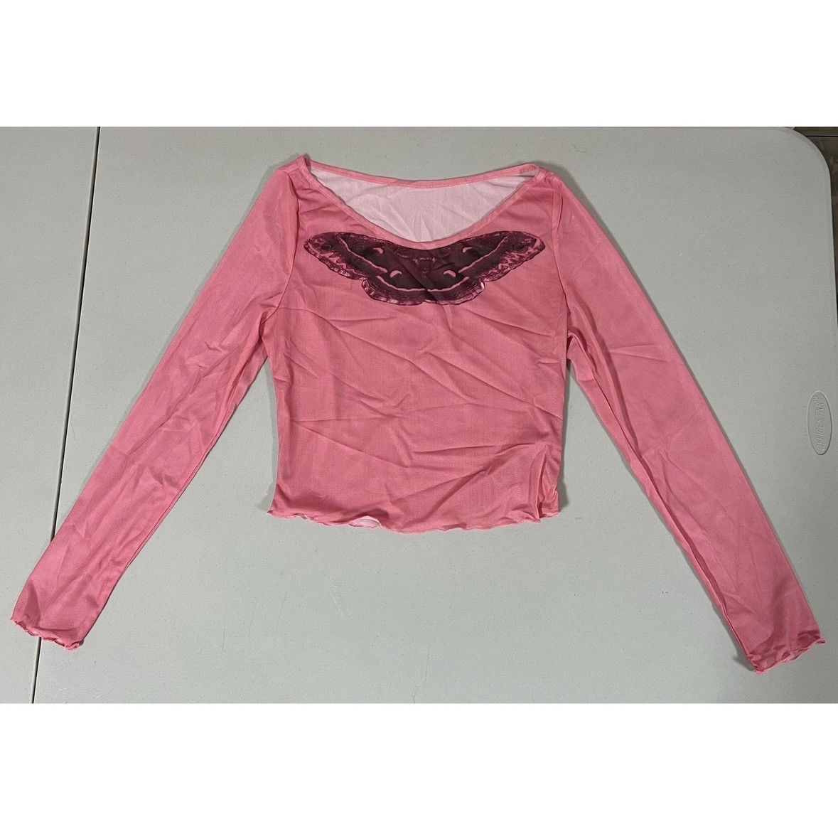 Japanese Brand Pink Butterfly Moth Fairy Mesh Shirt Top Blouse Size M 🎀✨ Size M / US 6-8 / IT 42-44 - 2 Thumbnail