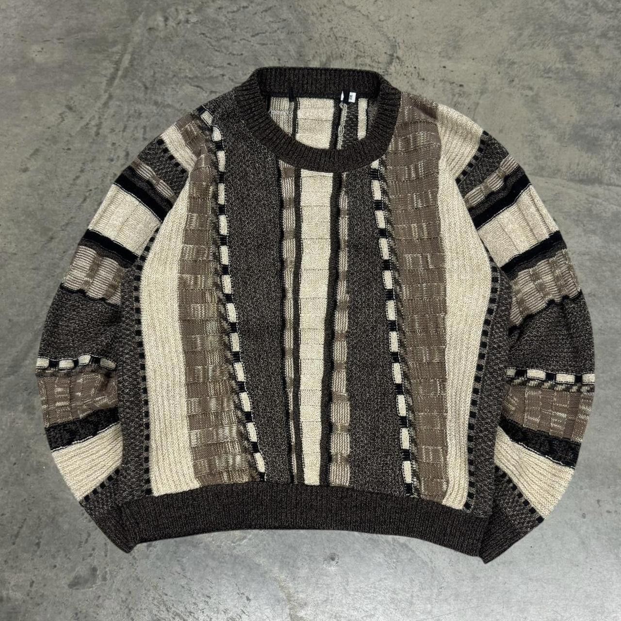 Protege × Vintage Vintage 80s Cream and Brown Protege Coogi Style Sweater Size US S / EU 44-46 / 1 - 1 Thumbnail