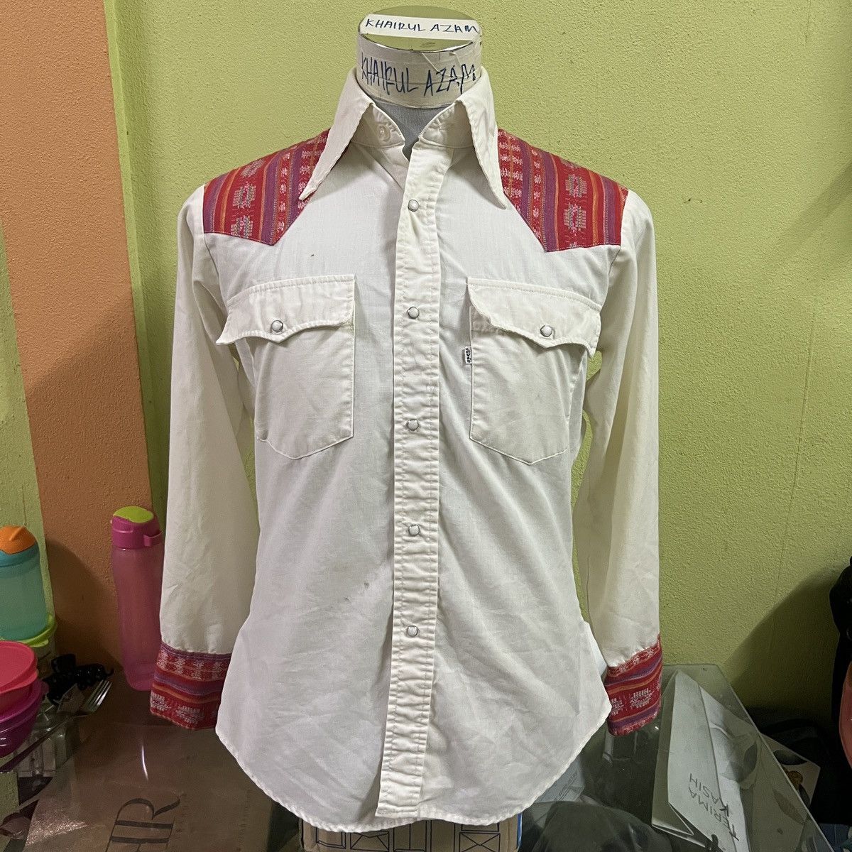 Levi's × Levi's Vintage Clothing × Vintage Vintage 70s Levi's White Tab Chambray Western Shirt Size US M / EU 48-50 / 2 - 1 Thumbnail