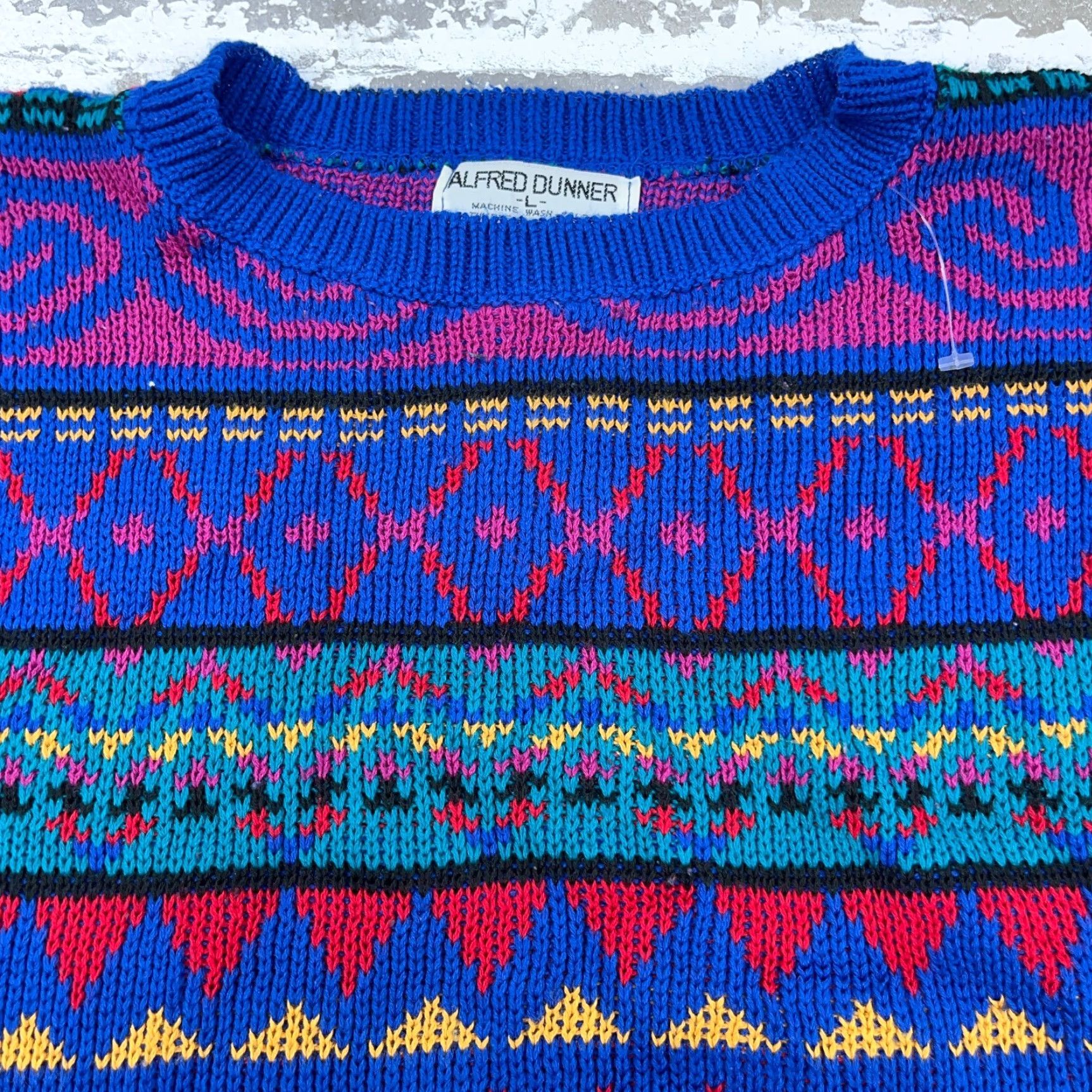 Vintage VINTAGE Alfred Dunner Sweater Women L Blue Geometric Fair Isle Nordic 90s Pullover Crew Neck Size L / US 10 / IT 46 - 2 Thumbnail