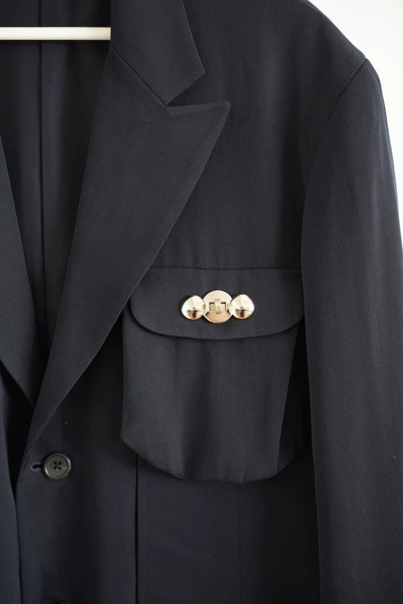 Yohji Yamamoto Yohji Yamamoto Yohji Yamamoto Navy Blue Wool Blazer Size US M / EU 48-50 / 2 - 4 Thumbnail