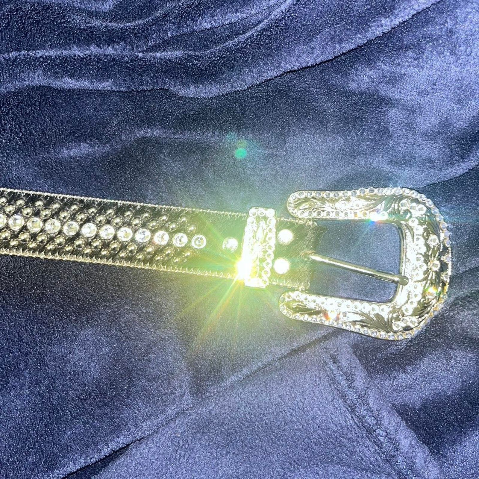B.B. Simon BB Simon vintage VERONICA Black Pony Hair Studded Belt Size 30 - 3 Thumbnail