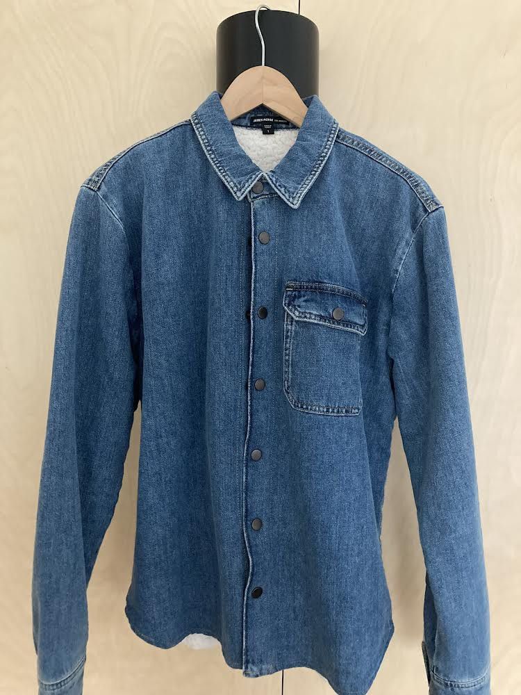 image of James Perse Fleece Lined Denim Coat in Blue, Men's (Size Small)