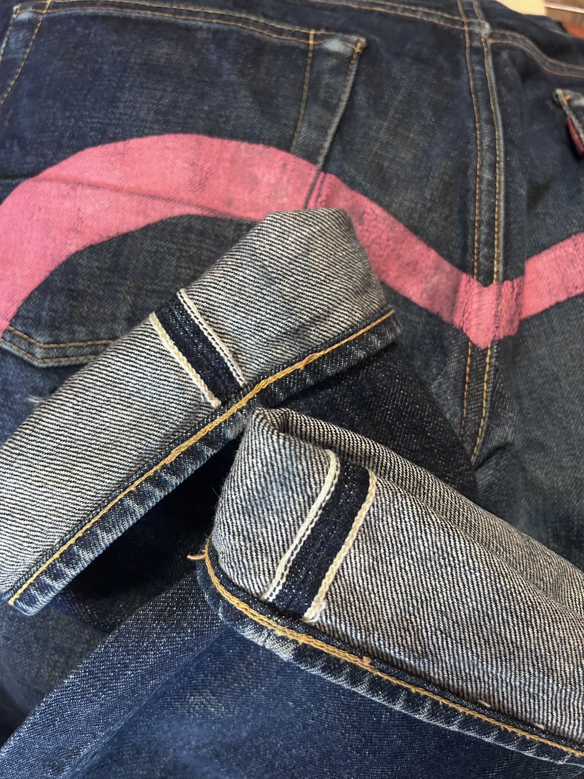 Evisu Evisu jeans daicock big logo vintage pink Yamane Japanese Size 31" - 7 Thumbnail