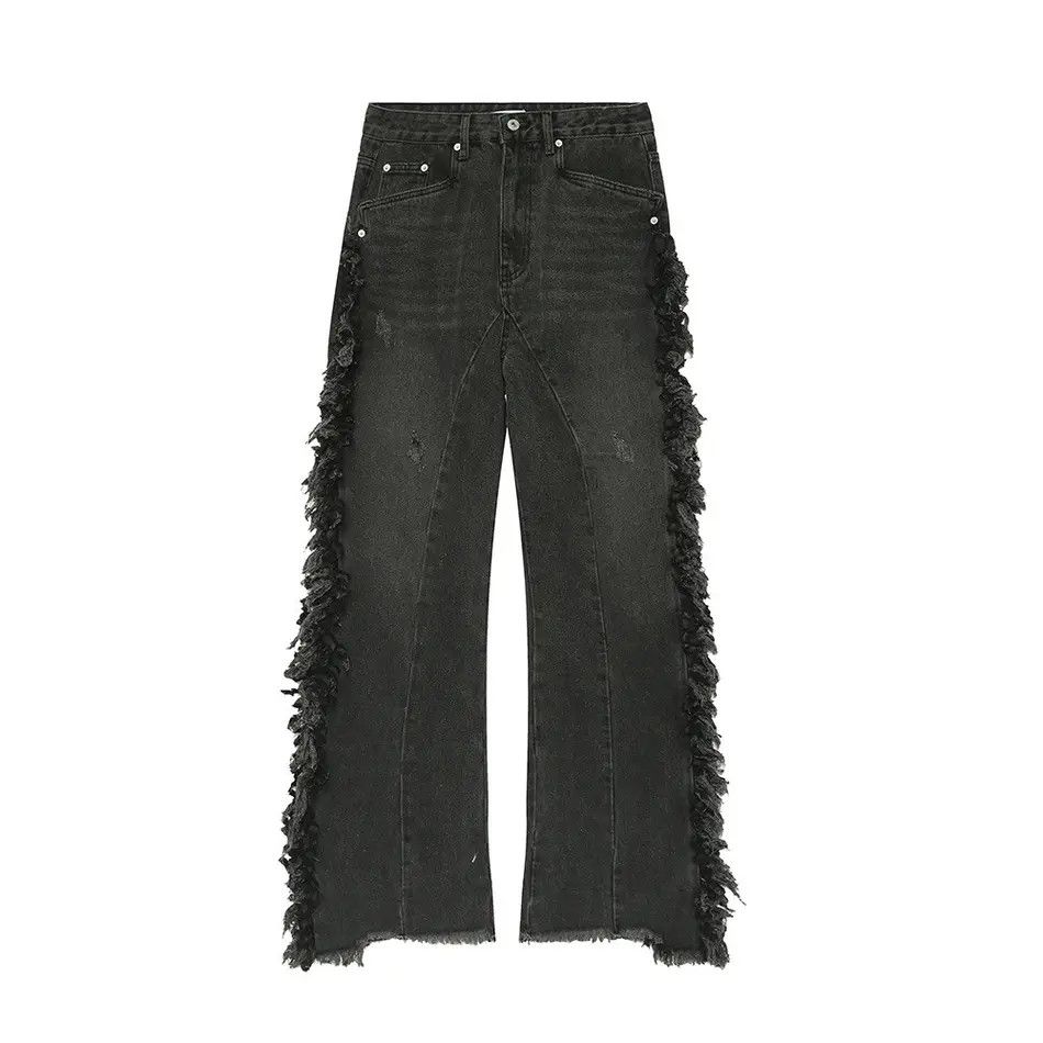 Japanese Brand Retro loose fringed patchwork jeans Size US 32 / EU 48 - 6 Thumbnail