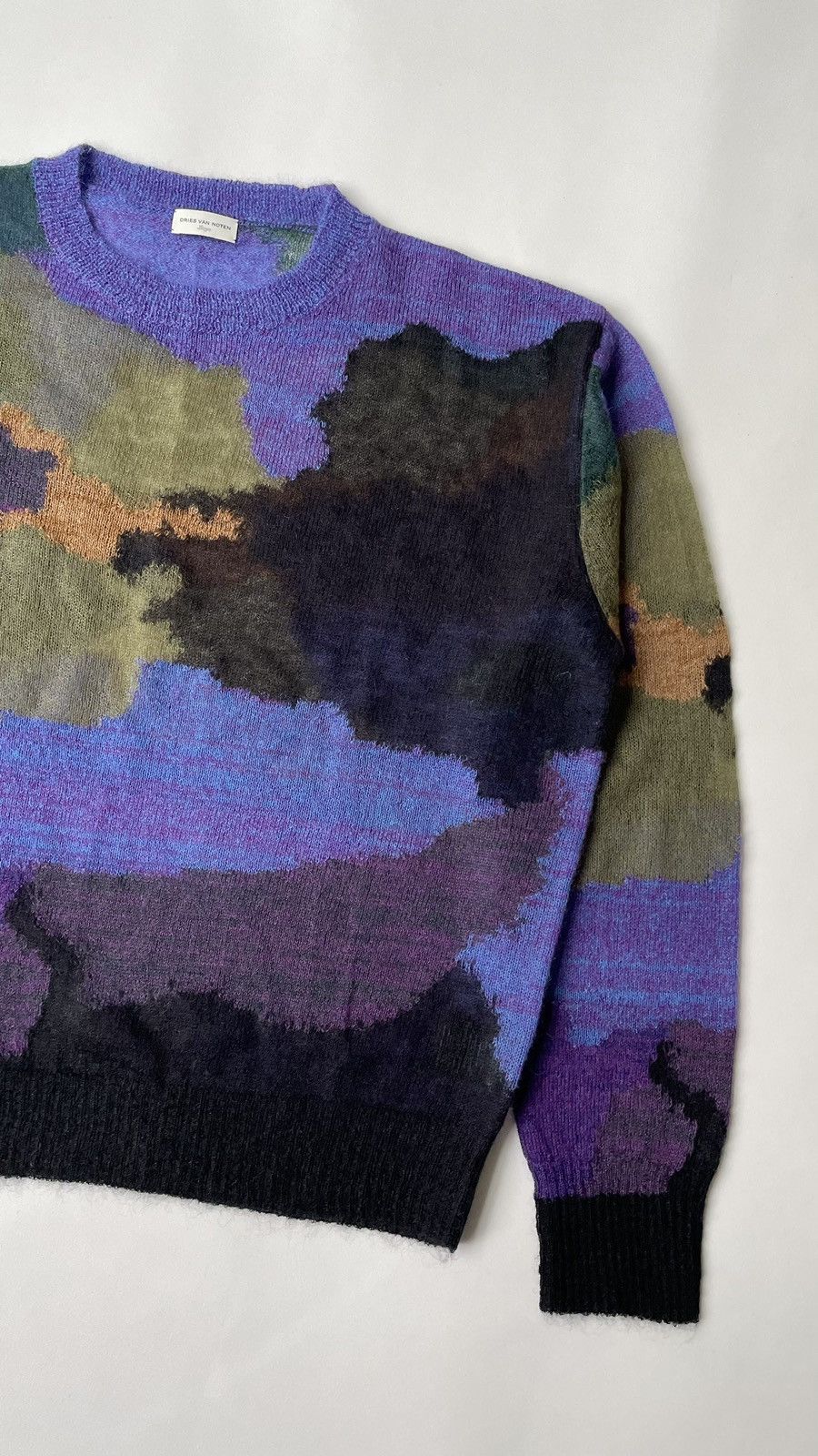 Dries Van Noten Sample Abstract Camo Mohair Sweater Size US L / EU 52-54 / 3 - 5 Thumbnail