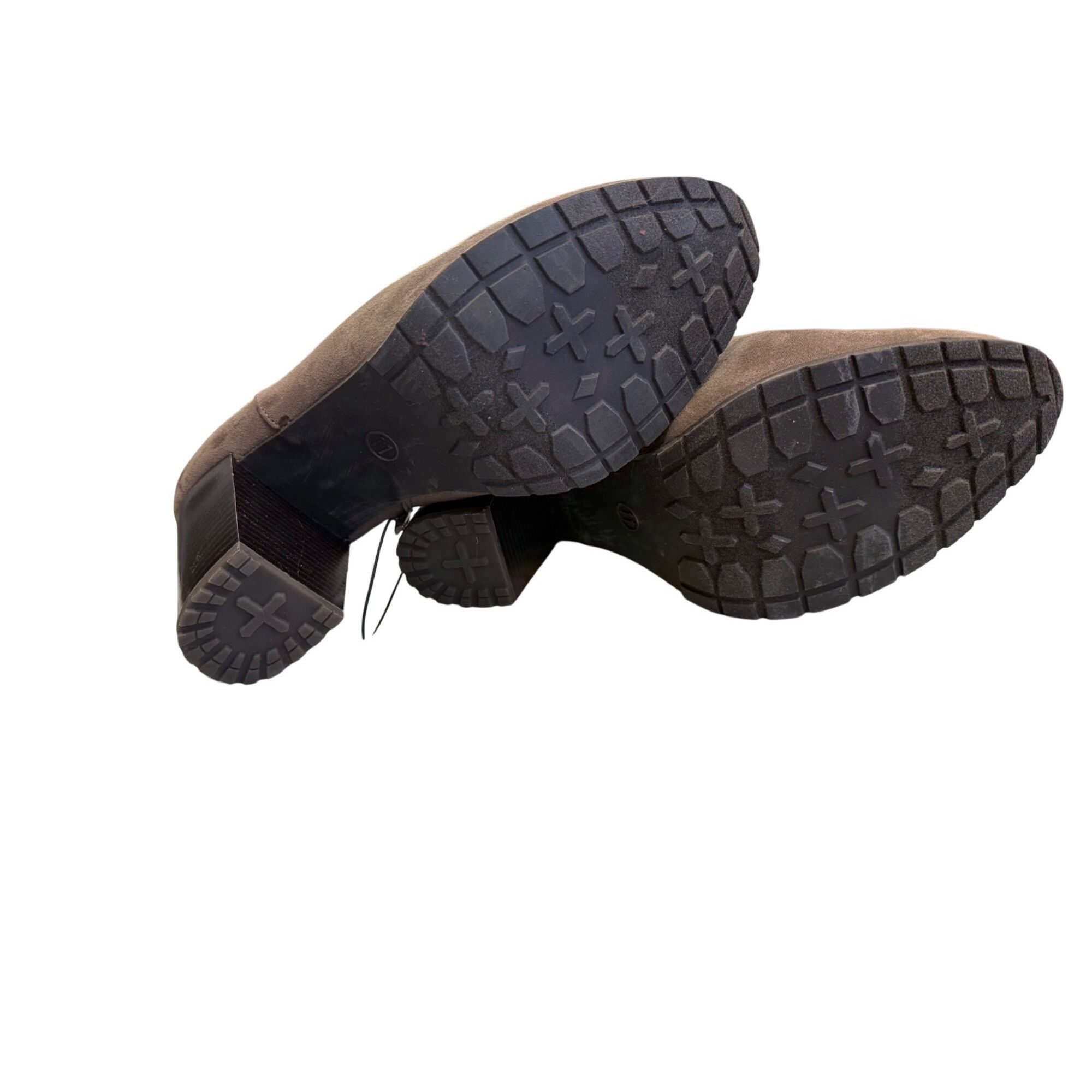 Other Brown Faux Suede Ankle Boots With Chunky Heel & Side Zipper Size US 11 / IT 41 - 4 Thumbnail