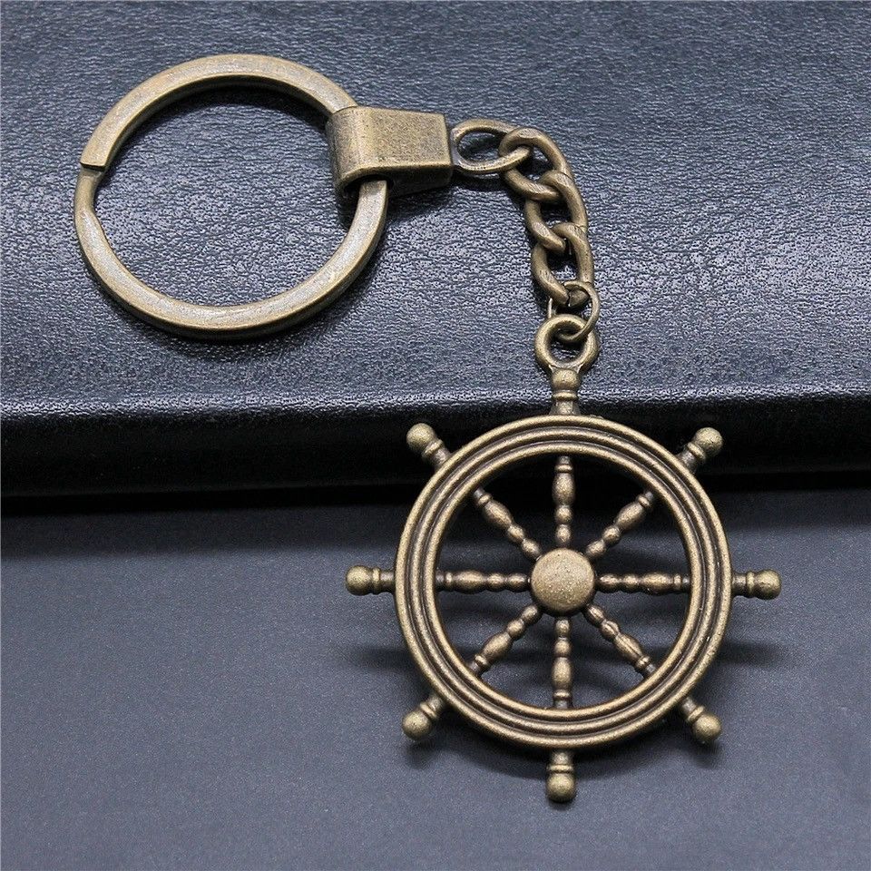 Vintage Retro Bronze Rudder Keychain Size ONE SIZE - 1 Thumbnail