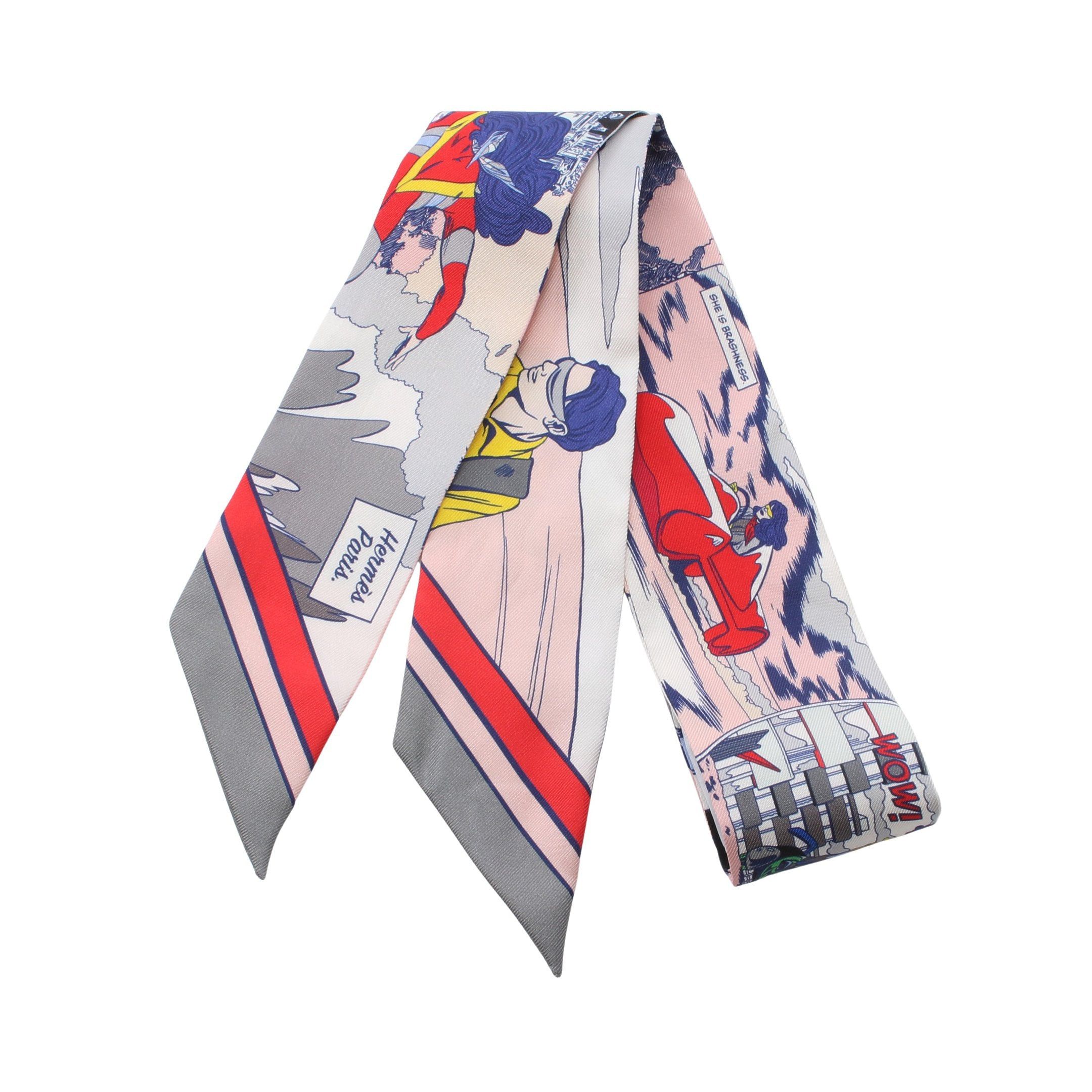 Hermes Hermes Twilly Wow Ribbon Scarf Silk White Multicolor Size ONE SIZE - 1 Thumbnail