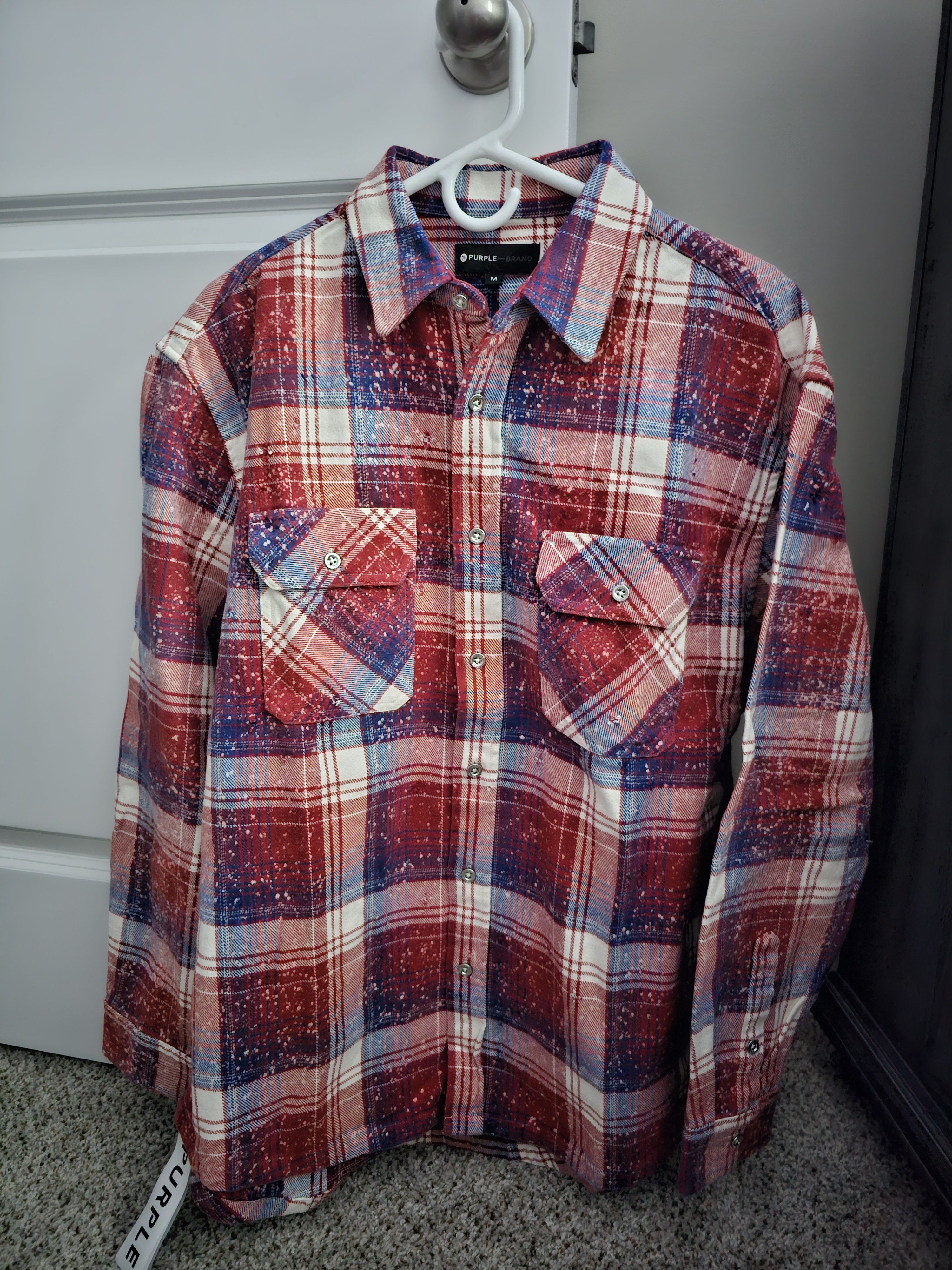 Purple Brand Purple Brand Long Sleeve Logo Flannel Buttondown Shirt Size US M / EU 48-50 / 2 - 2 Thumbnail