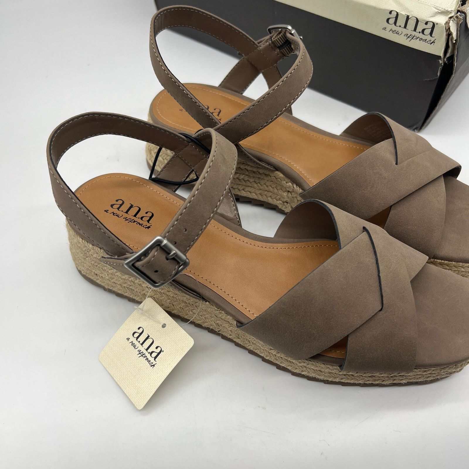 Other a.n.a Womens Eloise Wedge Sandals Porchini Brown Size US 9 / IT 39 - 3 Thumbnail