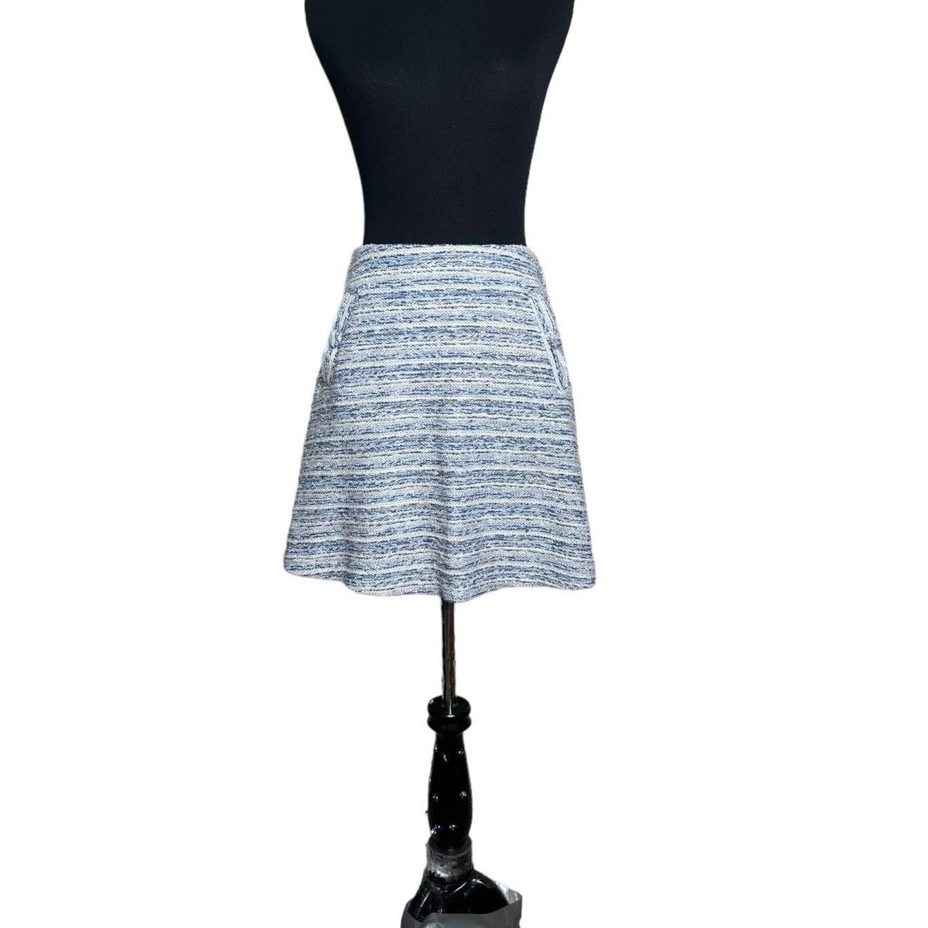 Loft Loft blue tweed lined A line mini pull on skirt size XS Size 27" / US 4 / IT 40 - 1 Thumbnail