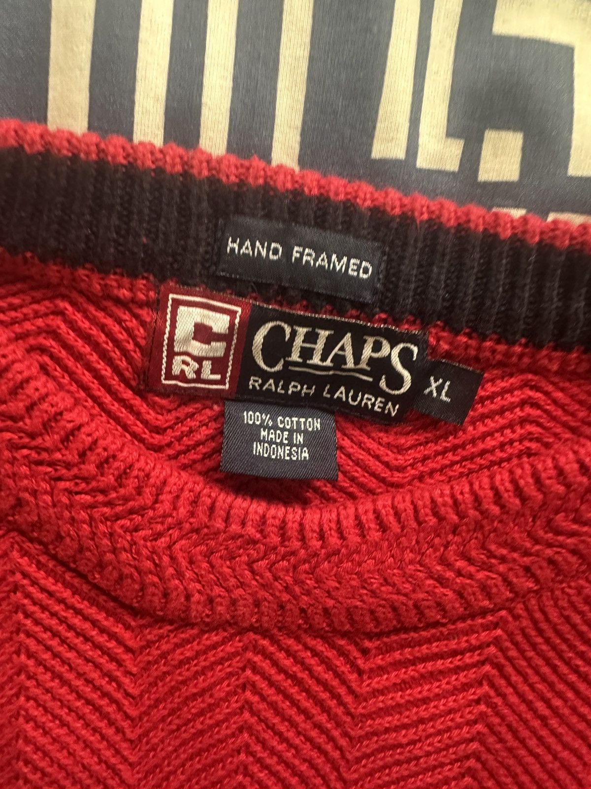 Chaps Ralph Lauren Vintage Chaps Ralph Lauren Sweater Red Knit Hand Framed 90s Size US XL / EU 56 / 4 - 5 Thumbnail