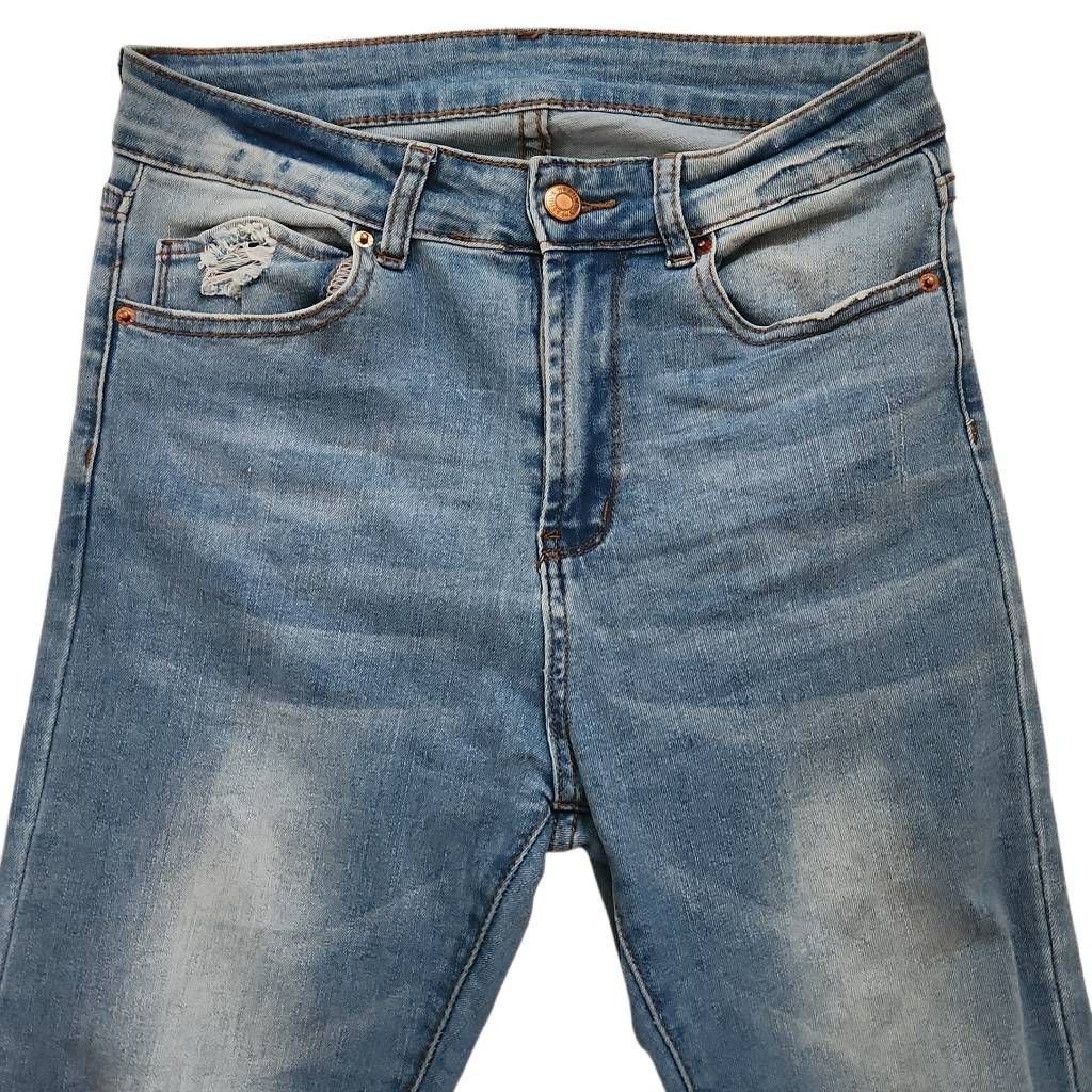 Shein Shein Women's Size 6 Blue Distressed Hem Stretchy Skinny Jeans Size 28" / US 6 / IT 42 - 4 Thumbnail