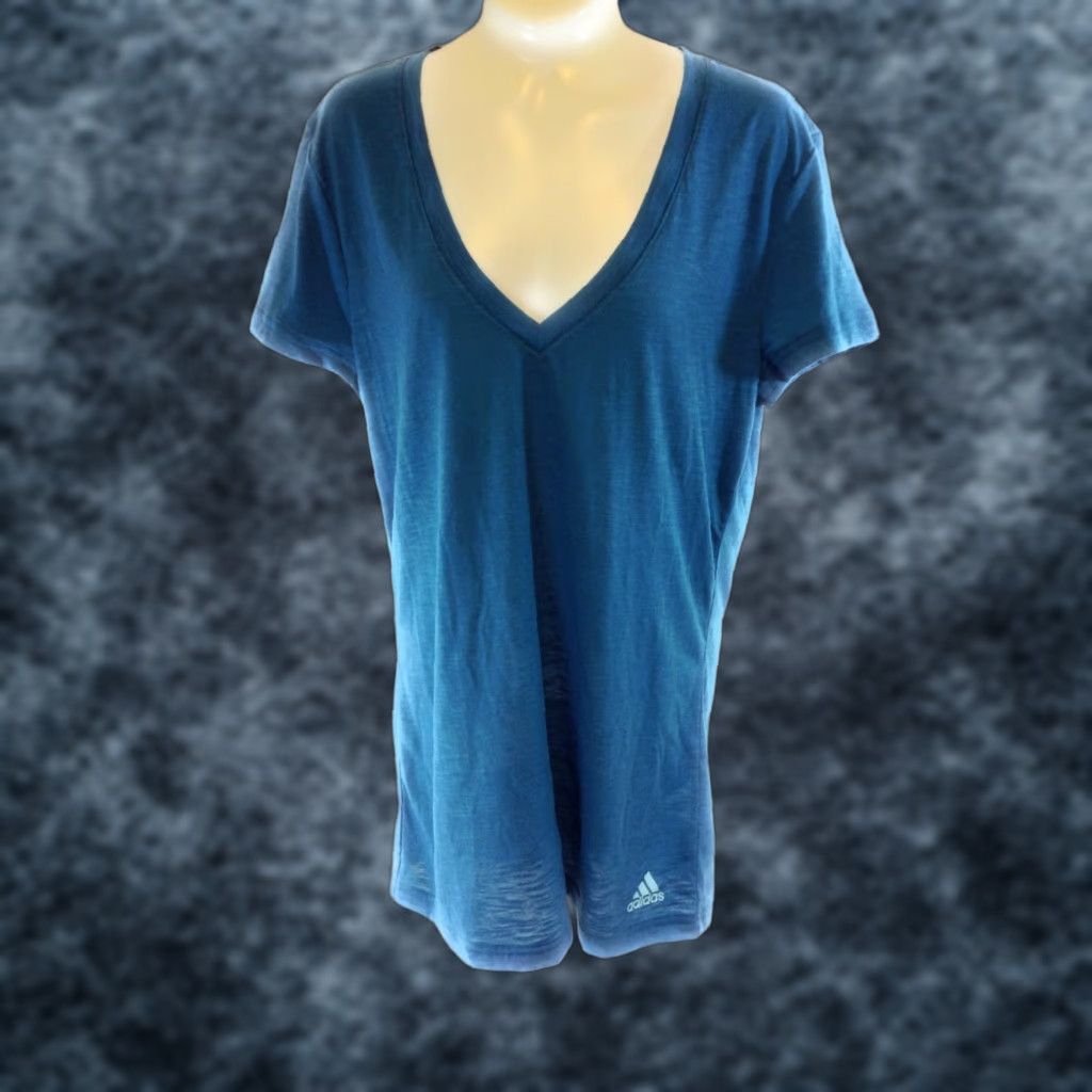 Adidas ADIDAS Teal Z57508 Short Sleeve Tee Shirt Womens Small V-Neck Climalite Lightweight Shirt Size S / US 4 / IT 40 - 1 Thumbnail