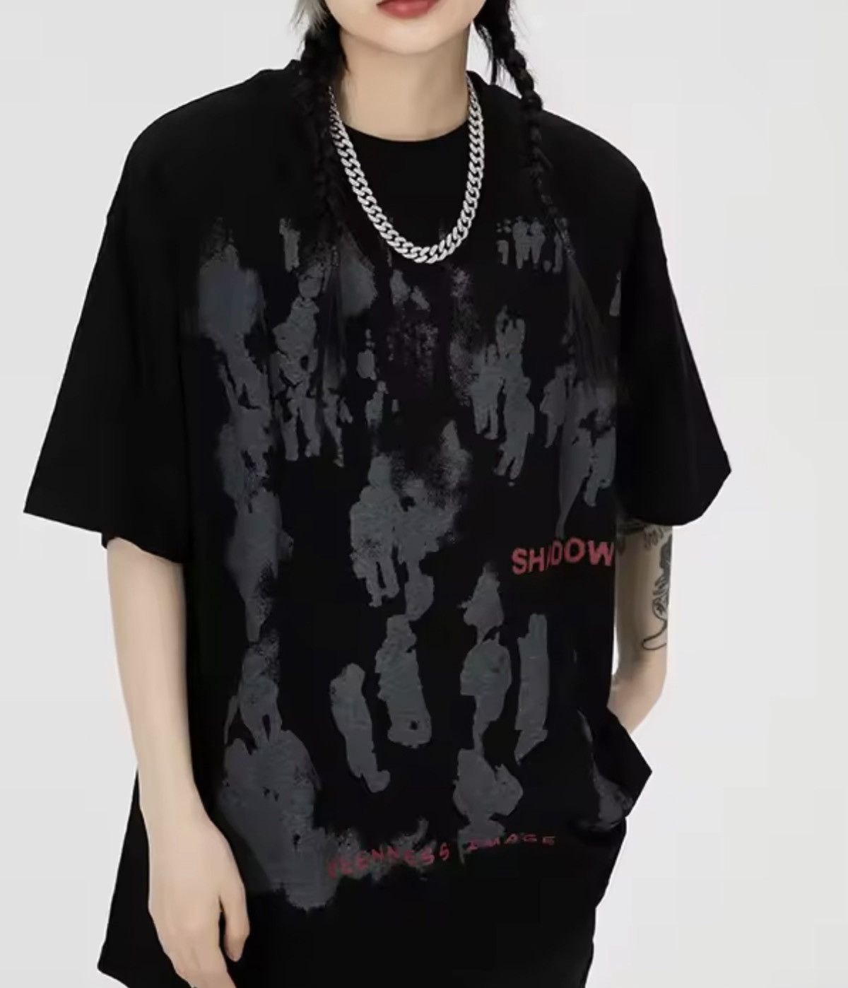 Vintage Gothic Shadow Print T-Shirt Hipster Graphic Tees Size US L / EU 52-54 / 3 - 1 Thumbnail