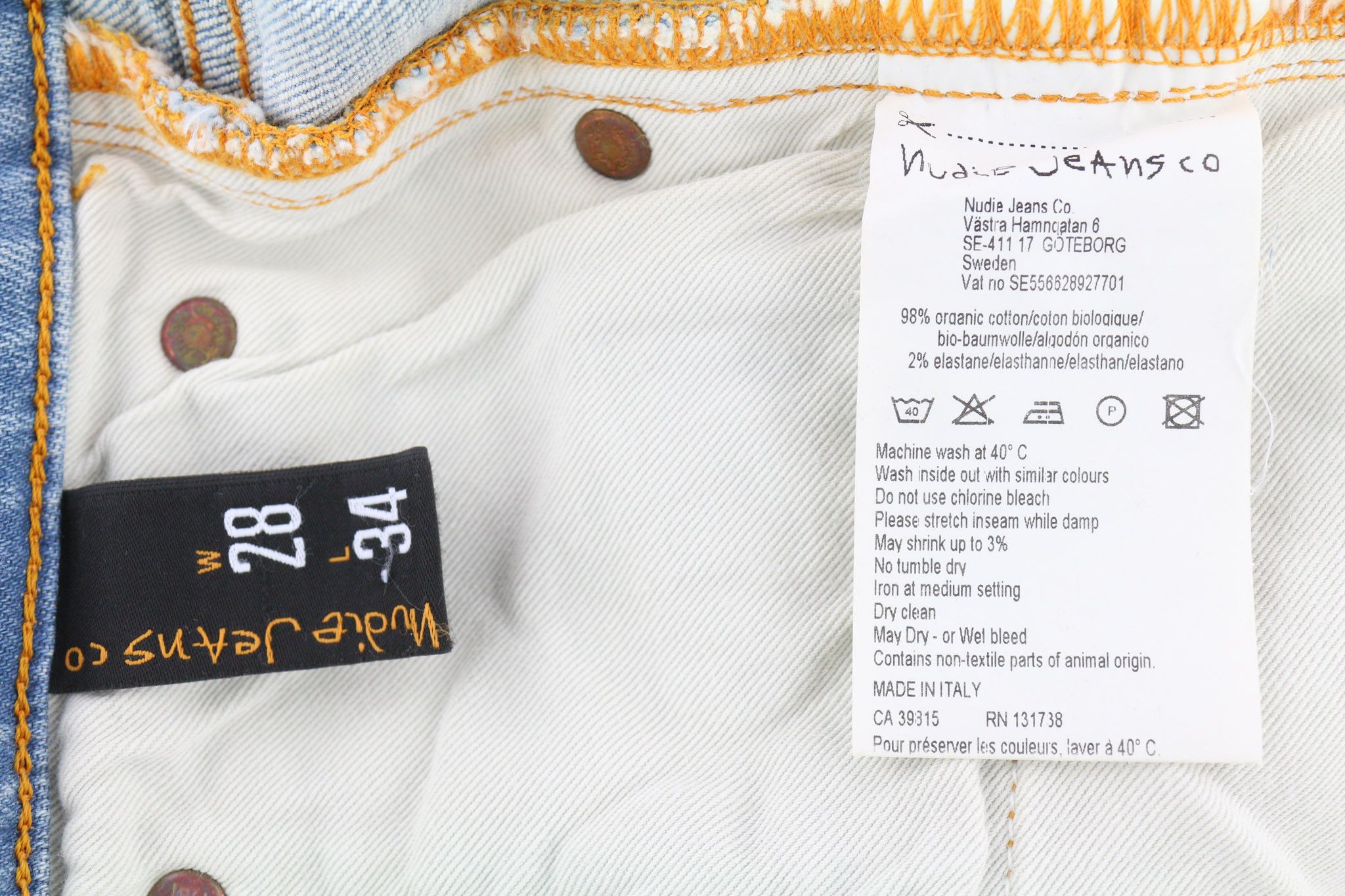 Nudie Jeans SKINNY LIN BLONDE ORANGE W28/L34 Organic Cotton Jeans 80448 Size US 28 / EU 44 - 6 Thumbnail