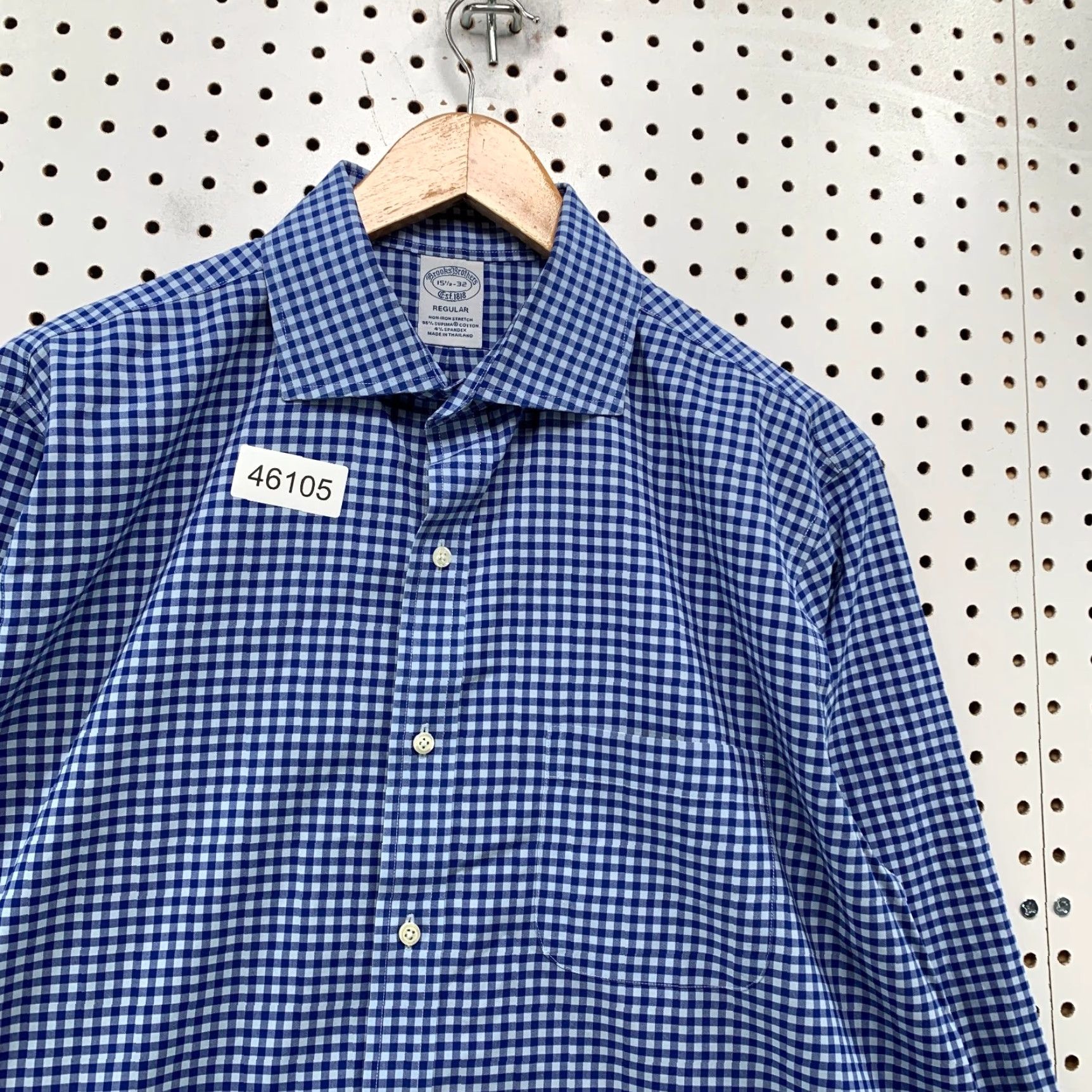 Brooks Brothers Brooks Brothers Button Shirt Mens Large Neck 15.5 32 Blue Check Non Iron Stretch Dress Shirt Regular Long Sleeve Mens Size US L / EU 52-54 / 3 - 7 Thumbnail