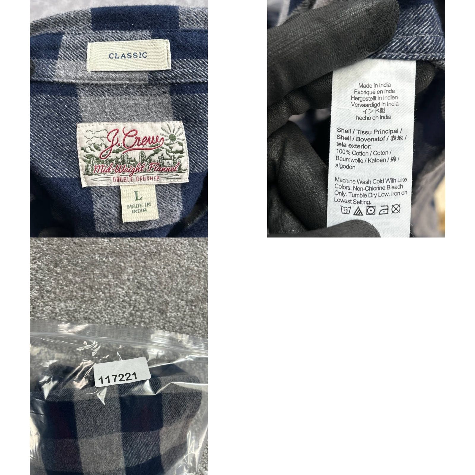 J.Crew J. Crew Classic Midweight Flannel Work Shirt Mens Large Blue Cotton Utility Size US L / EU 52-54 / 3 - 8 Thumbnail