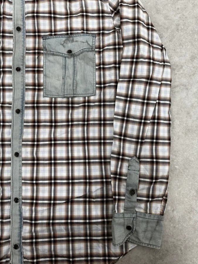 Dolce & Gabbana 2000s Dolce & Gabbana Cargo Hybrid Checkered Brown & White Shirt Size US M / EU 48-50 / 2 - 8 Thumbnail